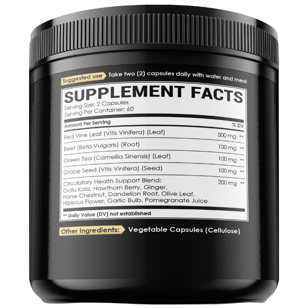 Red Vine Leaf Extract 15000mg Beet Root 3000mg Organic Green Tea 3000mg Supplement & More - Support Heart Health, Strength, Immune System & Body Management - 120 Vegan Capsules for 2-Month Supply - TrustMedUSA