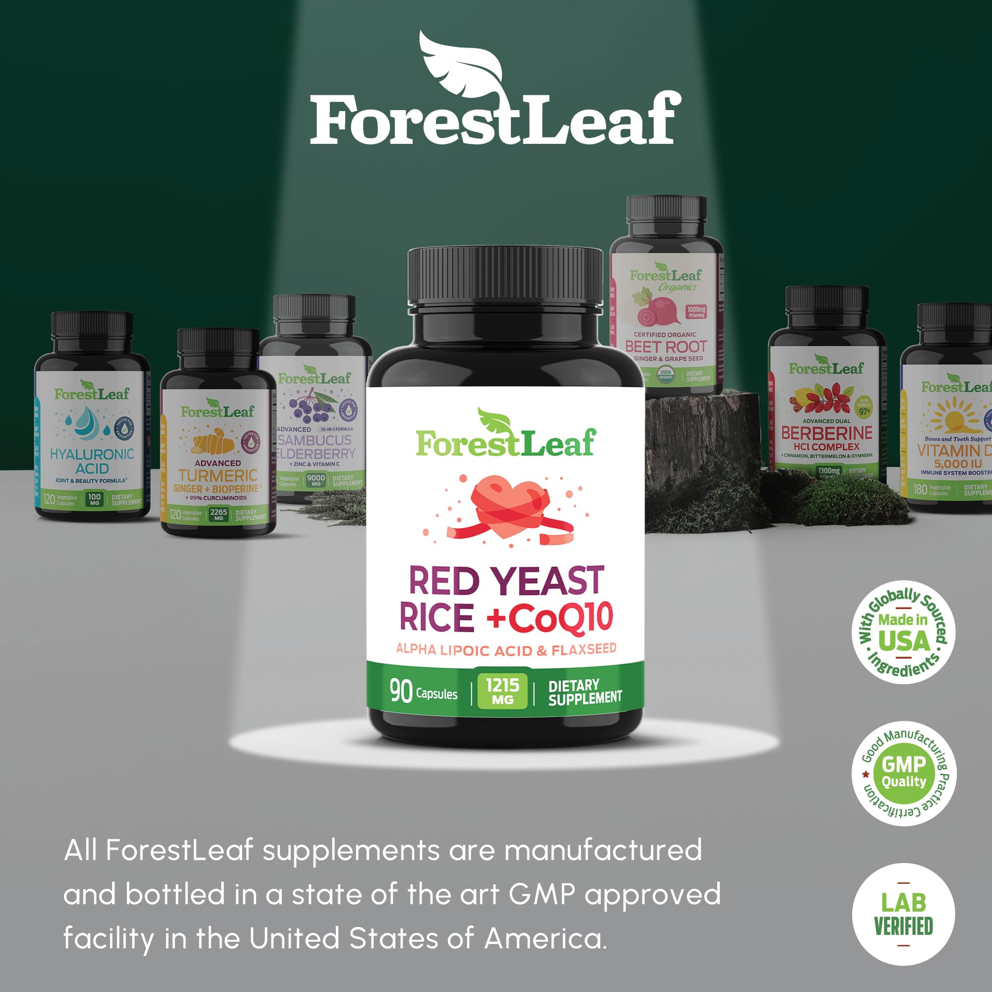 Red Yeast Rice 1215 mg. Capsules - Extra Strength Red Rice Yeast with CoQ10 Supplement, Plus Alpha Lipoic Acid & Organic Flaxseed, Citrinin Free, - TrustMedUSA