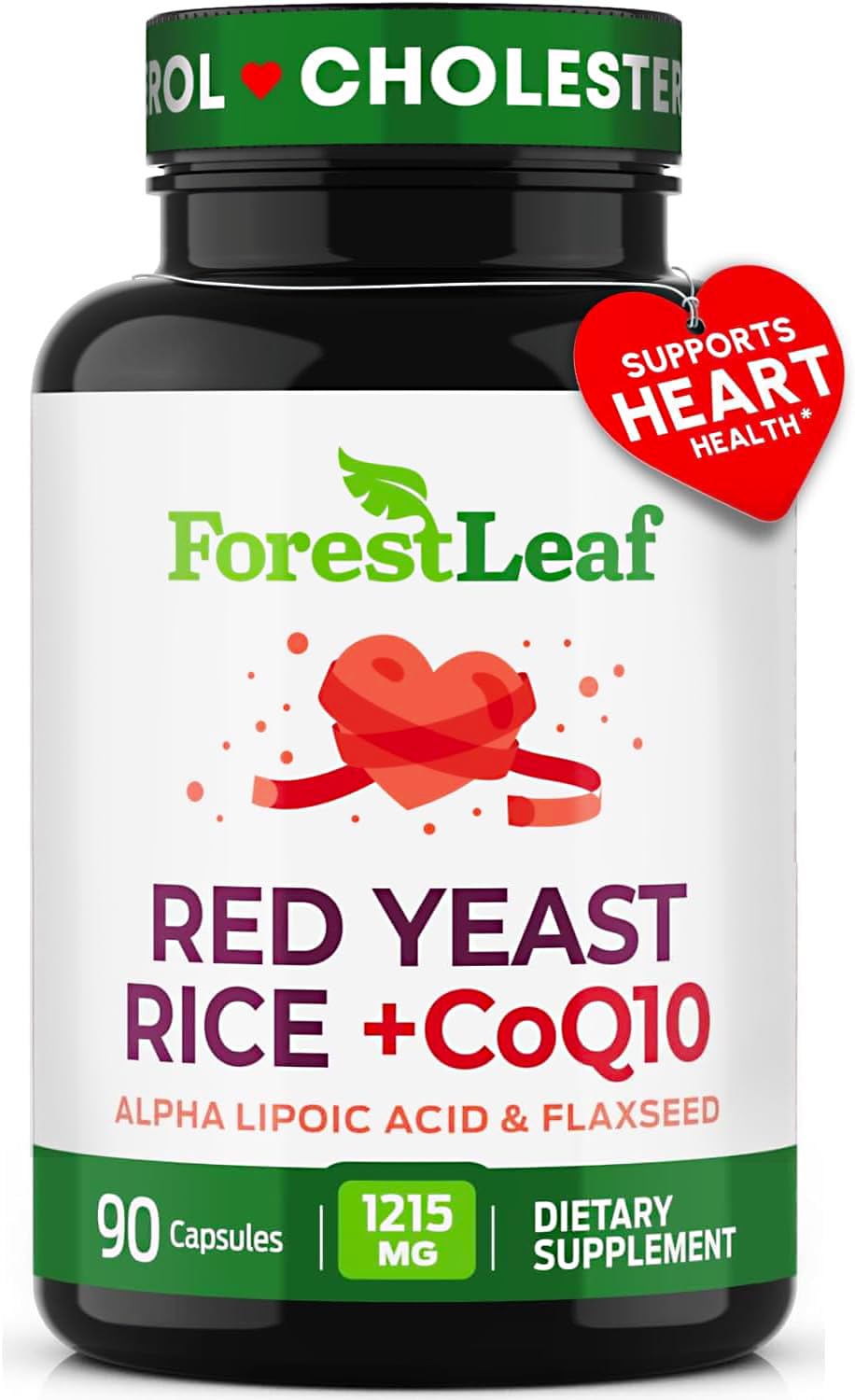 Red Yeast Rice 1215 mg. Capsules - Extra Strength Red Rice Yeast with CoQ10 Supplement, Plus Alpha Lipoic Acid & Organic Flaxseed, Citrinin Free, - TrustMedUSA