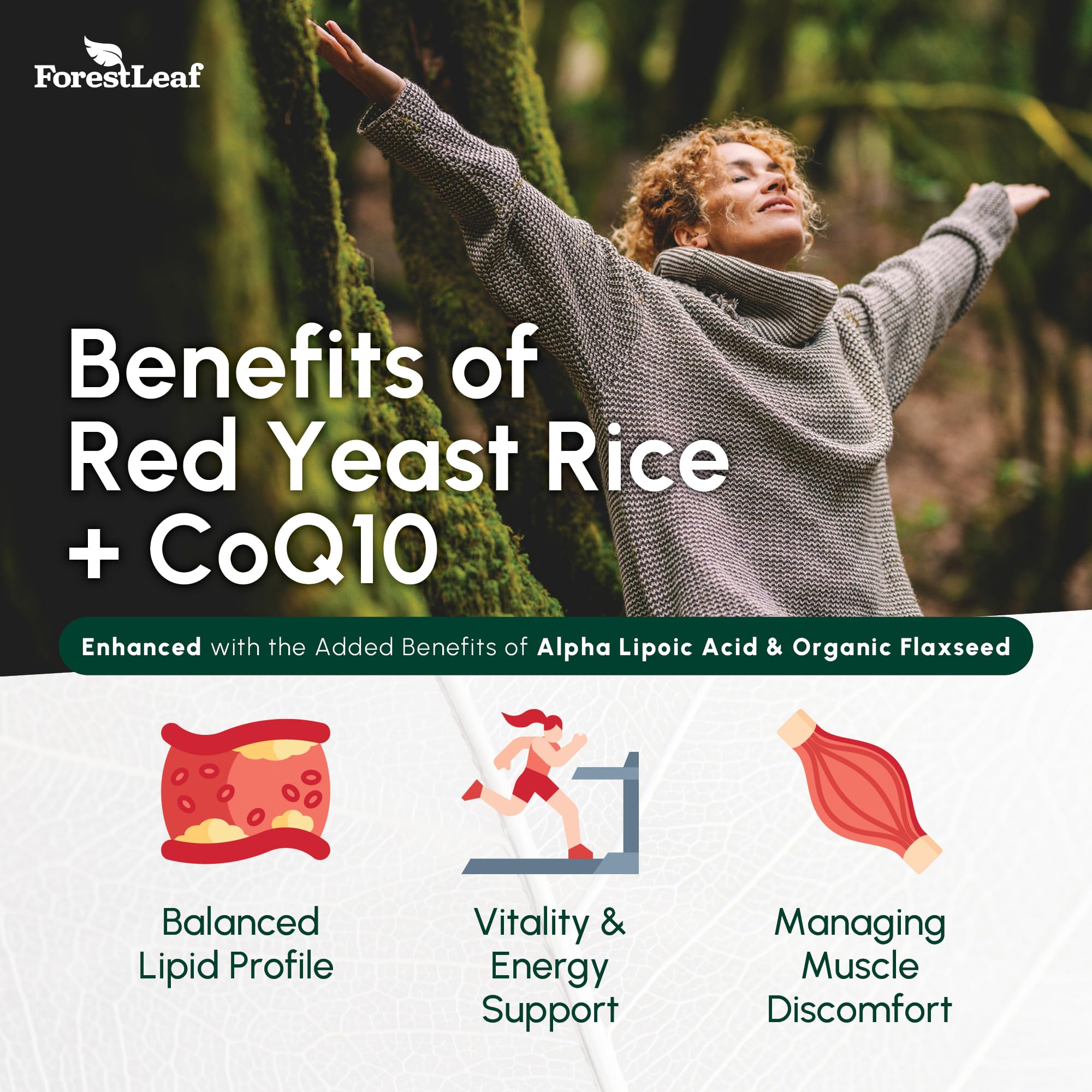 Red Yeast Rice 1215 mg. Capsules - Extra Strength Red Rice Yeast with CoQ10 Supplement, Plus Alpha Lipoic Acid & Organic Flaxseed, Citrinin Free, - TrustMedUSA