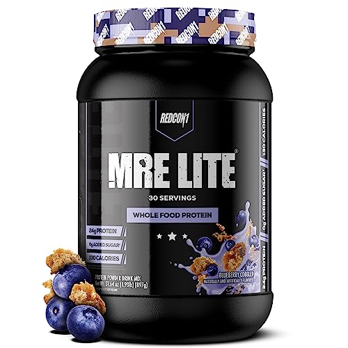 REDCON1 MRE Lite Whole Food Protein Powder, Blueberry Cobbler - Low Carb & Whey - TrustMedUSA