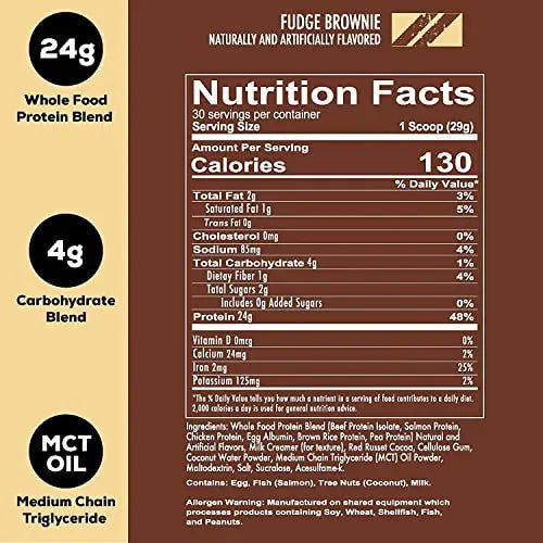 REDCON1 MRE Lite Whole Food Protein Powder, Fudge Brownie - Low Carb & Whey - TrustMedUSA