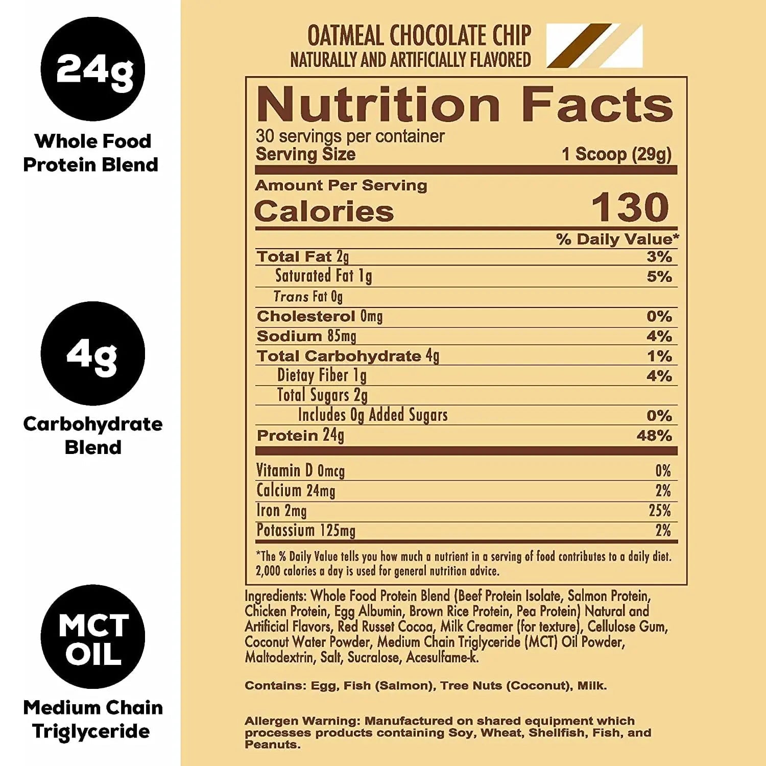 REDCON1 MRE Lite Whole Food Protein Powder, Oatmeal Chocolate Chip - Low Carb - TrustMedUSA