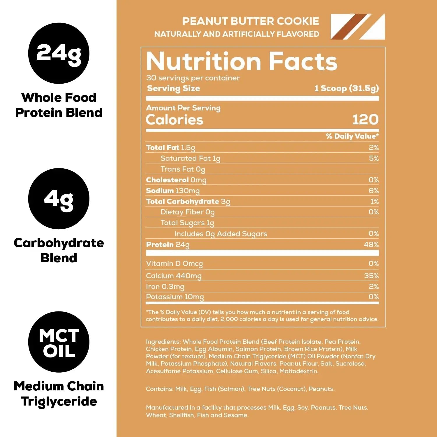 REDCON1 MRE Lite Whole Food Protein Powder, Peanut Butter Cookie - Low Carb & Whey - TrustMedUSA