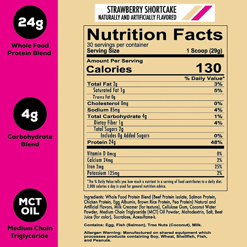 REDCON1 MRE Lite Whole Food Protein Powder, Strawberry Shortcake - Low Carb & Whey - TrustMedUSA