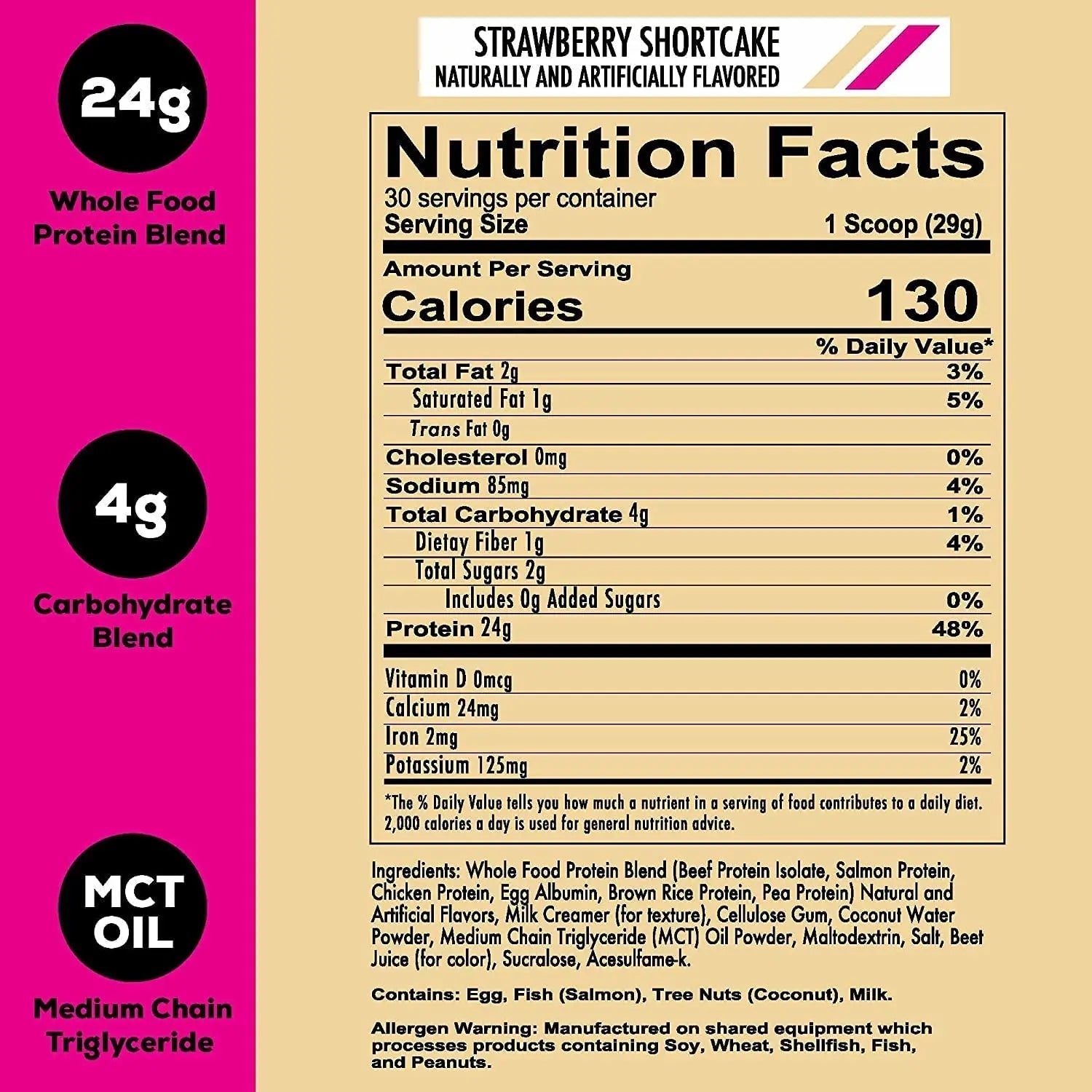 REDCON1 MRE Lite Whole Food Protein Powder, Strawberry Shortcake - Low Carb & Whey - TrustMedUSA