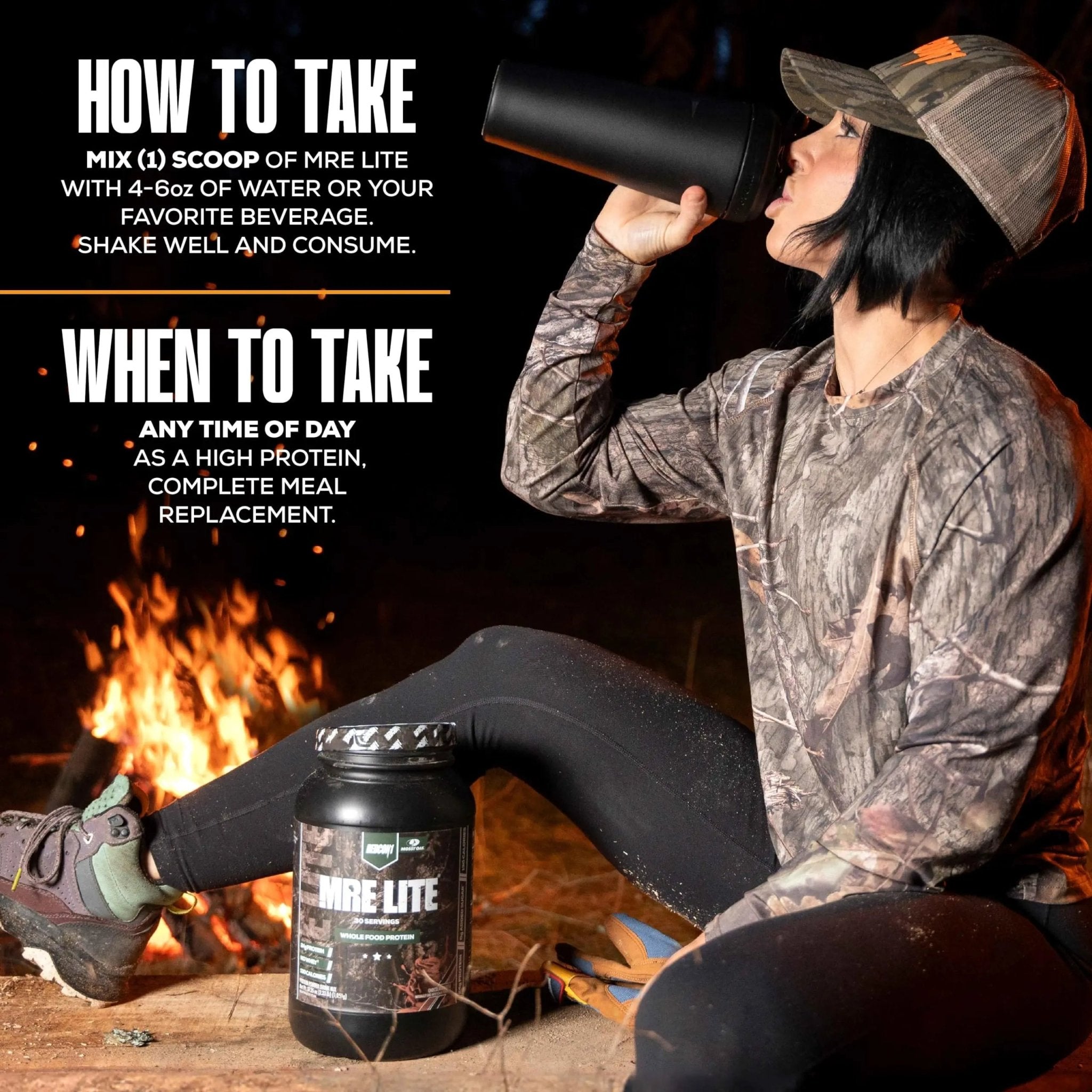 REDCON1 x Mossy Oak MRE Lite Whole Food Protein Powder, Chocolate Moose - Low Carb - TrustMedUSA