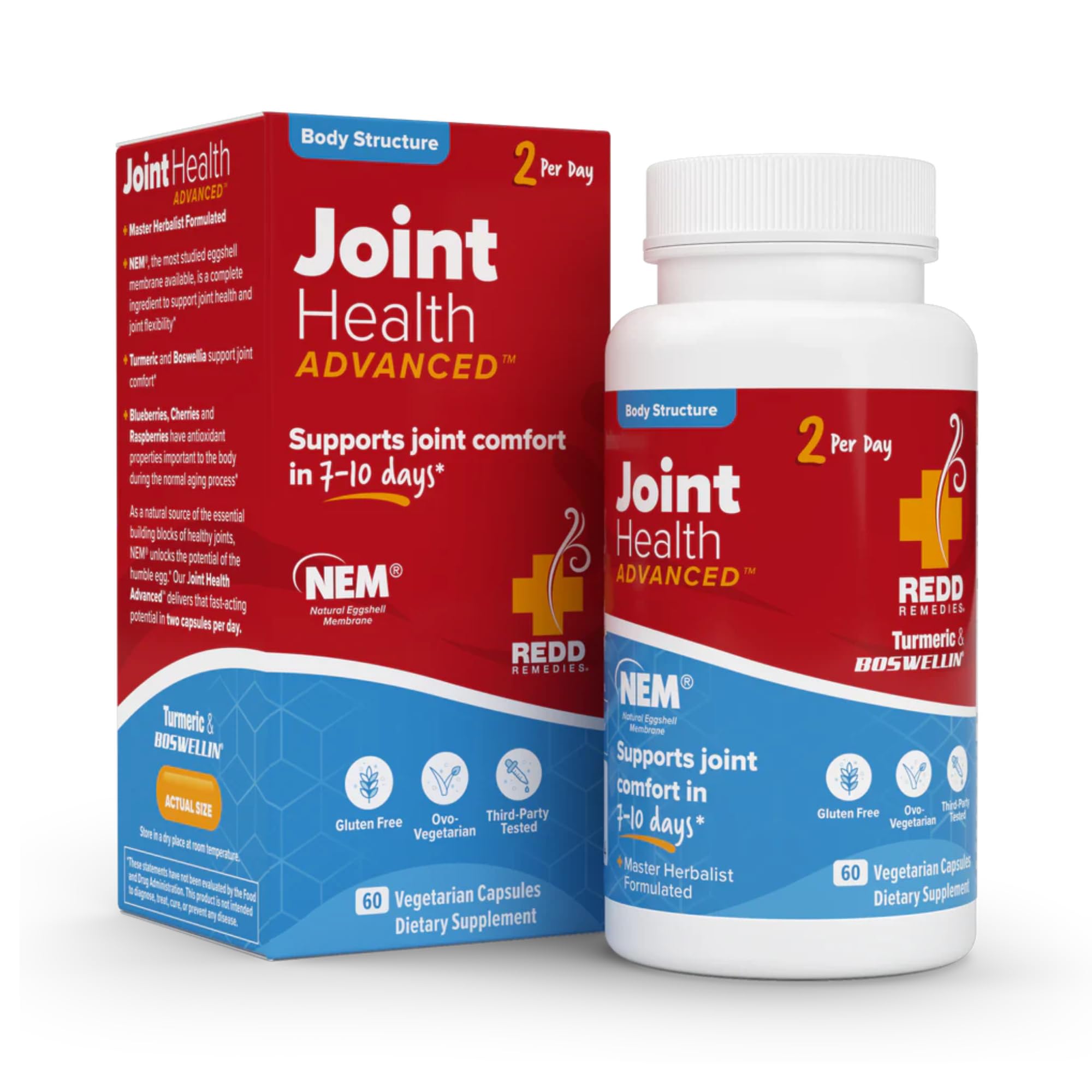 Redd Remedies, Joint Health Advanced, Helps Strengthen Connective Tissue and Cartilage, Fast-Acting Comfort with Boswellia Serrata and Turmeric, 60 Vegetarian Capsules - TrustMedUSA