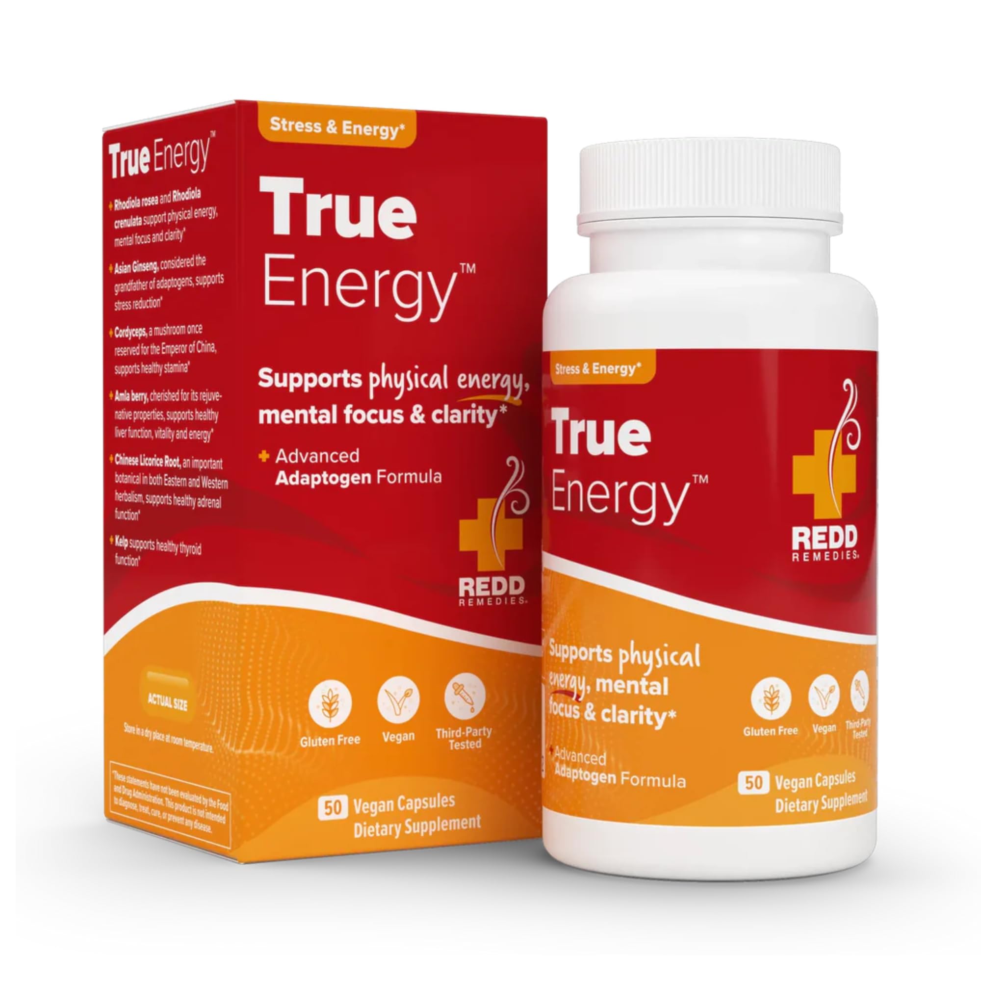 Redd Remedies, True Energy, Supports Energy Production and Stamina, 50 Vegan Capsules - TrustMedUSA