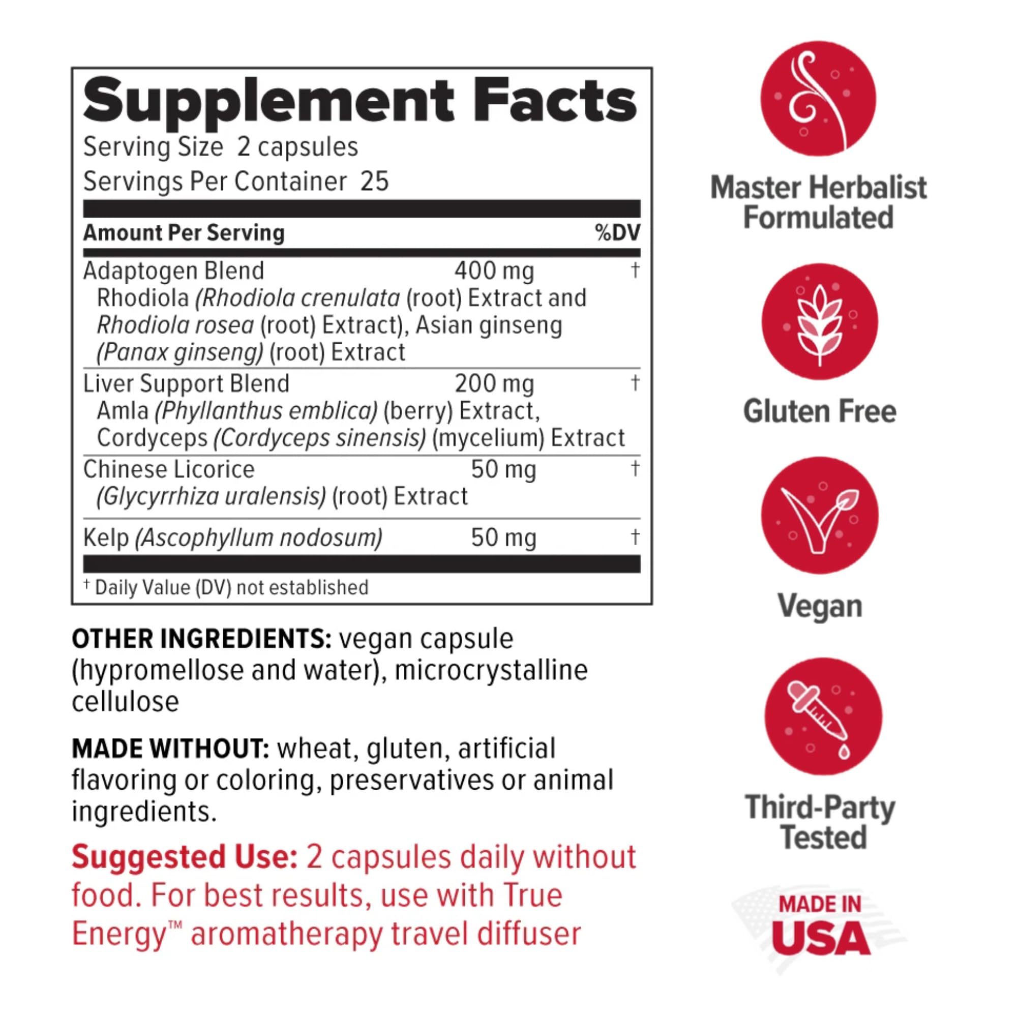 Redd Remedies, True Energy, Supports Energy Production and Stamina, 50 Vegan Capsules - TrustMedUSA