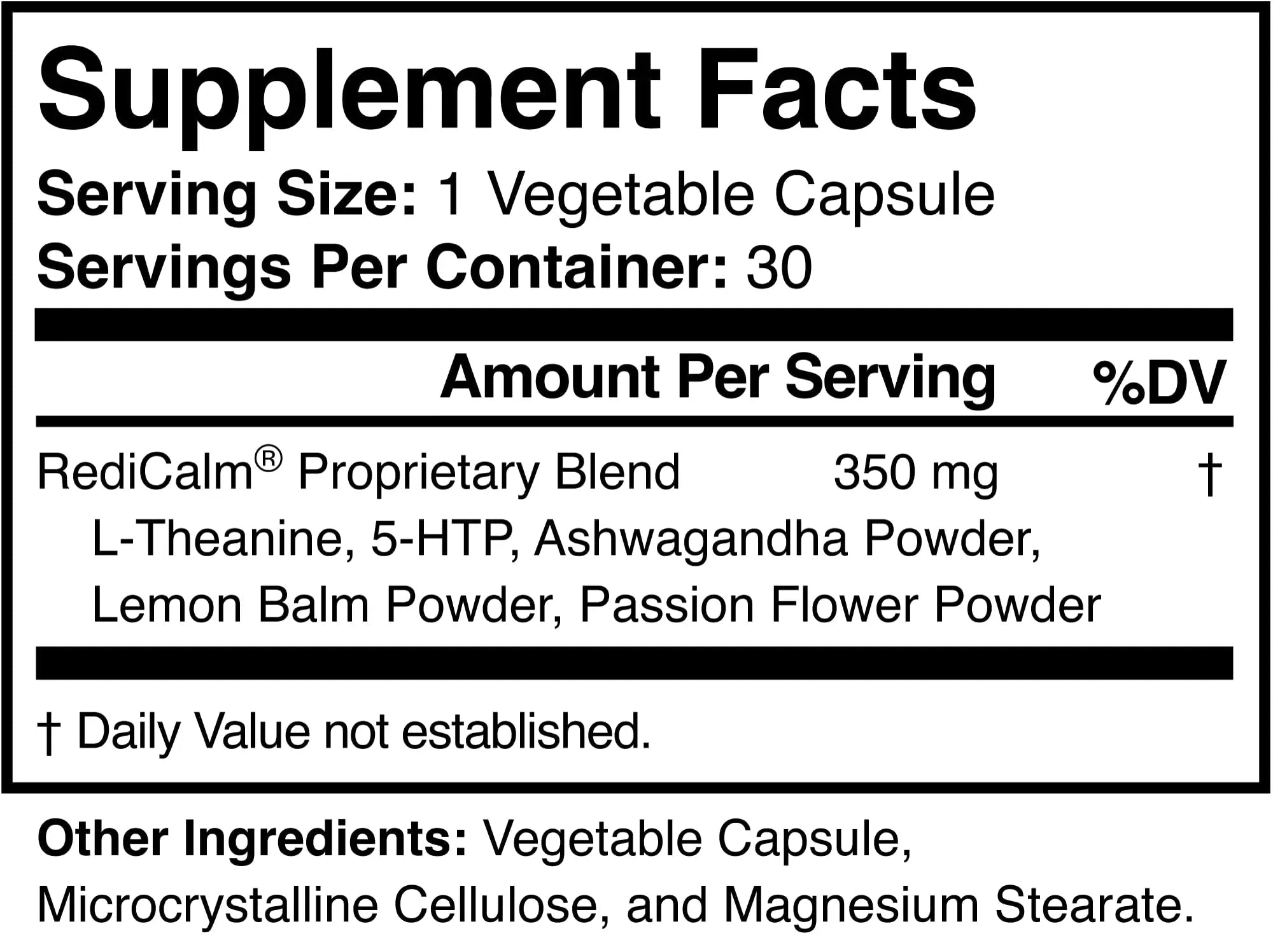 RediCalm - Natural Stress Relief Supplement - Non-GMO, Vegan, Gluten-Free - TrustMedUSA