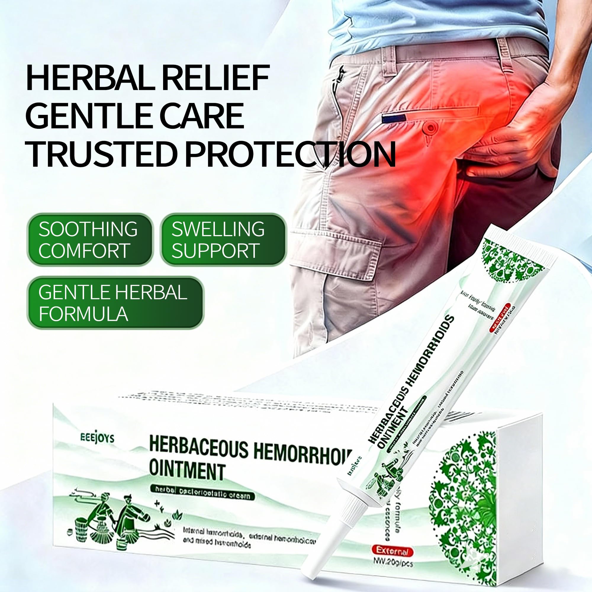 Reejoys Hemorrhoid Cream: Advanced Herbal Hemorrhoids Treatment Cream for Itching and Burning, Shrink & Soothe Hemorrhoids - 1.8 Oz - TrustMedUSA