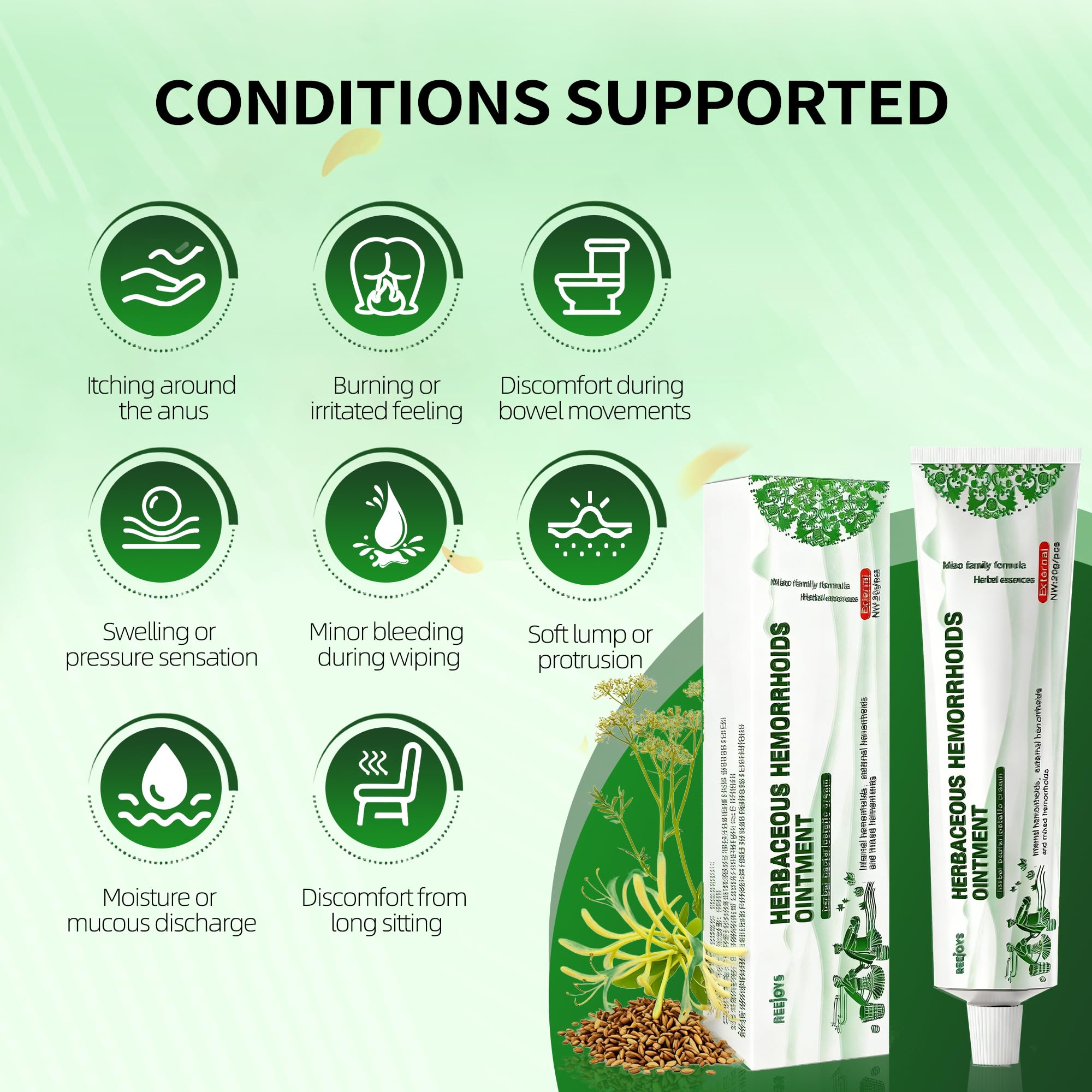 Reejoys Hemorrhoid Cream: Advanced Herbal Hemorrhoids Treatment Cream for Itching and Burning, Shrink & Soothe Hemorrhoids - 1.8 Oz - TrustMedUSA