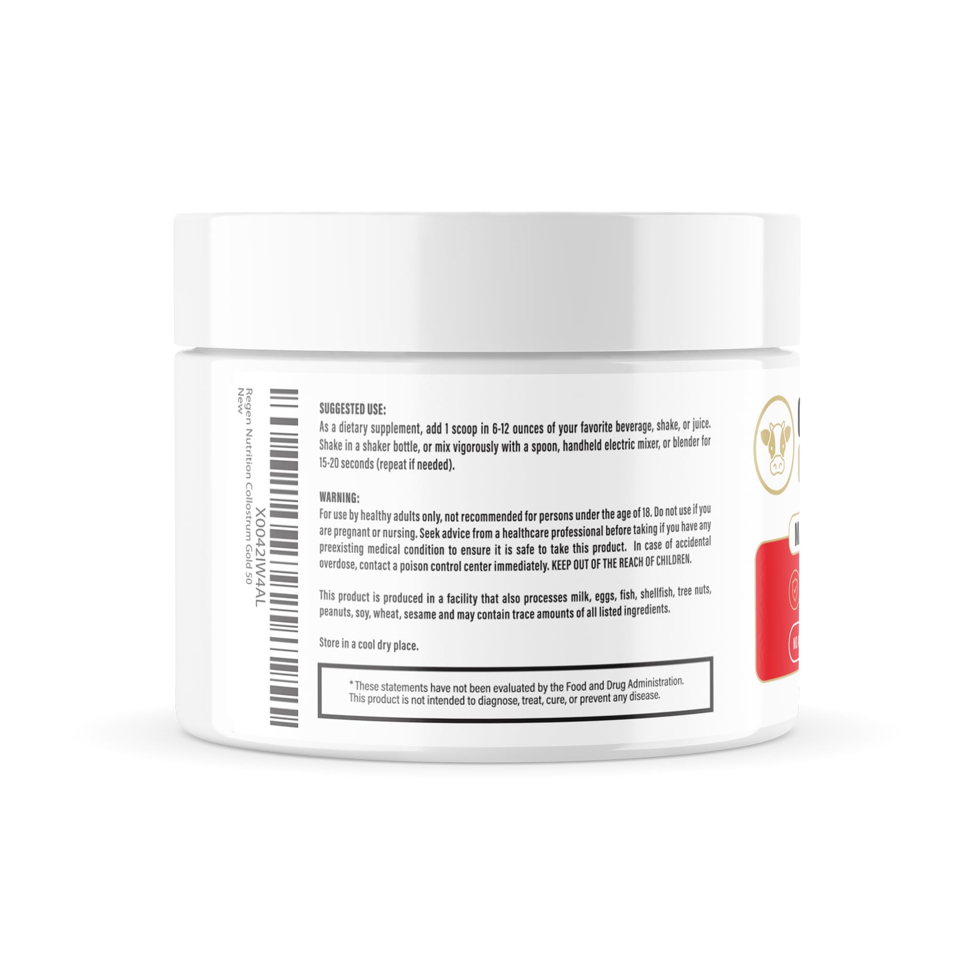 Re+Gen Nutrition Colostrum Gold 50 Bovine Colostrum Powder for Gut Health, Immune Support & Muscle Recovery – 50% IgG Concentration, Grass Fed, Gluten Free, No Artificial Ingredients - TrustMedUSA