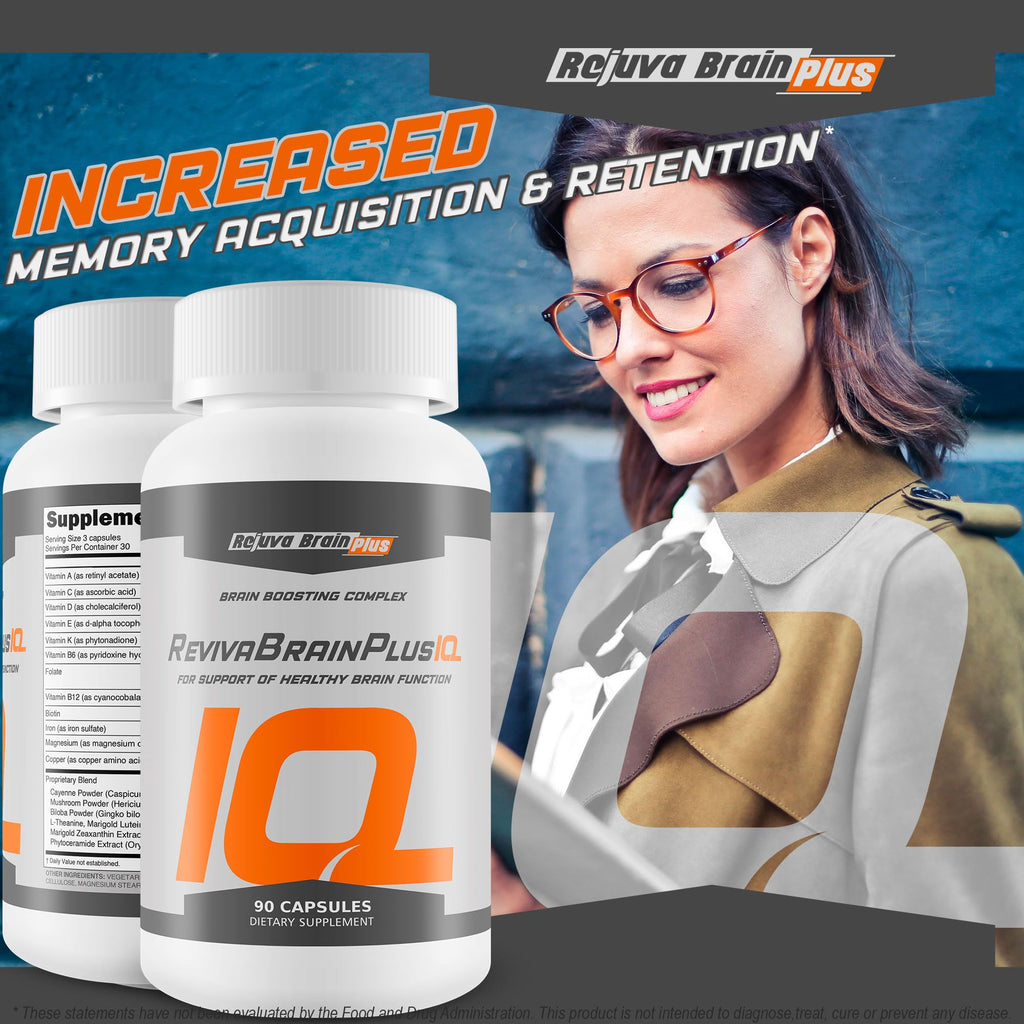 Rejuva Brain Plus Reviva Brain Plus IQ - Support Healthy Brain Function - Brain Boosting Complex Ultra Blend Formulated with Memory Support Nootropic Ingredients - Clarity - Focus - Performance - TrustMedUSA