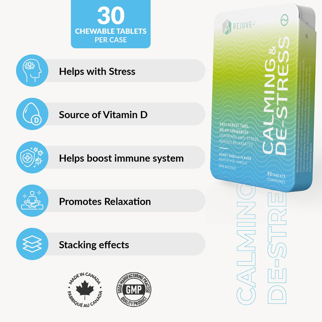REJUVE+ Calm & Destress Nootropic Supplement – Brain Boost | L-Theanine, GABA, Ashwagandha, Vitamin D | Natural Stress Relief & Relaxation | Sleep Enhancer | Mood Enhancer | Honey Vanilla Flavor (1) - TrustMedUSA