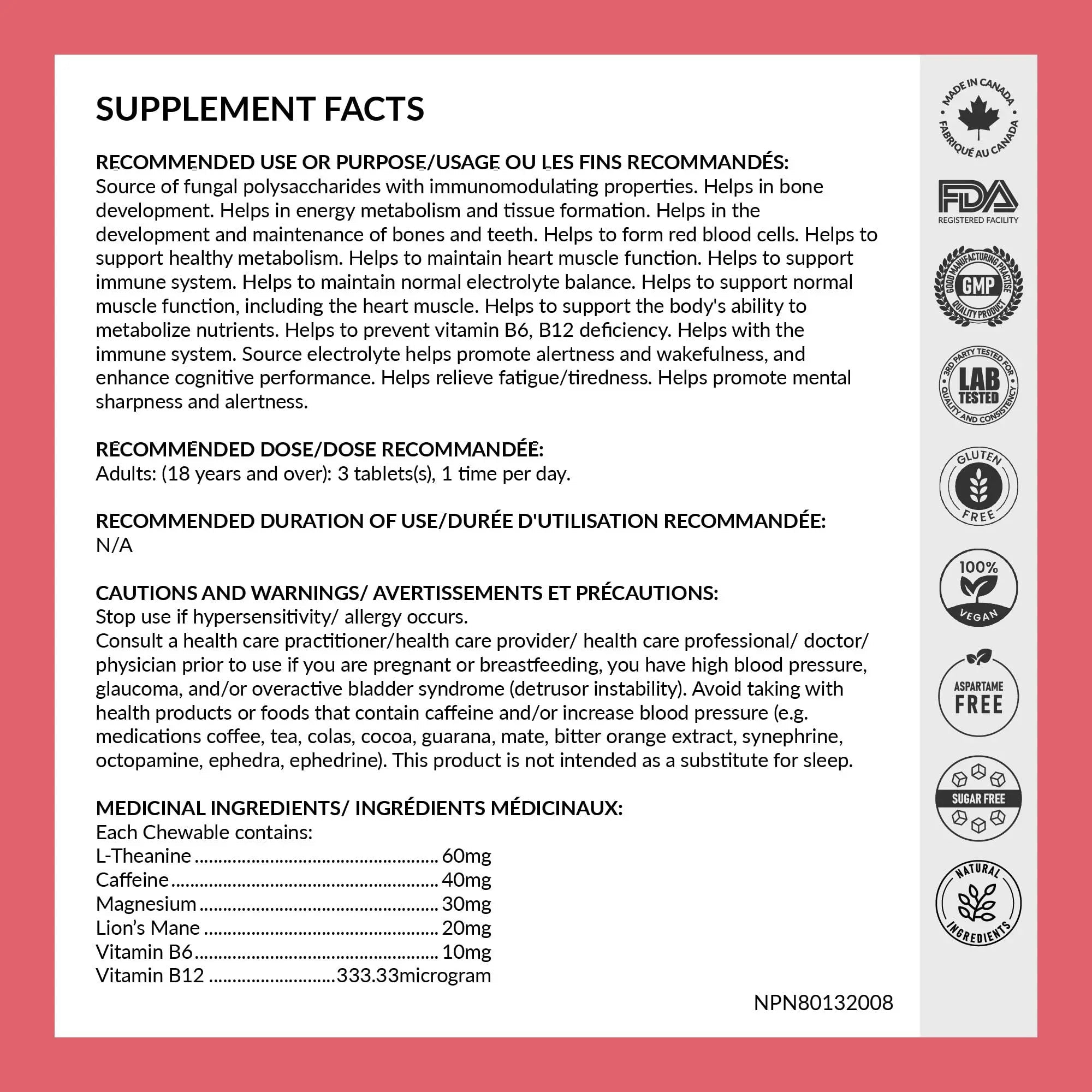 REJUVE+ Focus & Clarity Nootropic Supplement – Brian Boost | L-Theanine, Caffeine, Lion’s Mane, Magnesium, Vitamin B6 & B12 | Brain Support, Memory, Focus & Energy | Mint Flavor (30 Chewables) (1) - TrustMedUSA