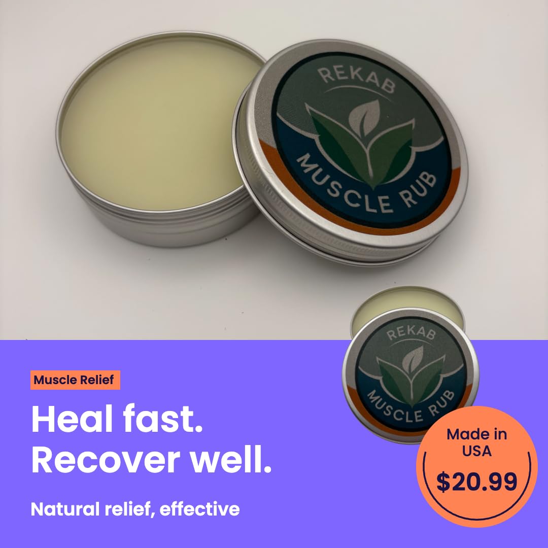 REKAB MUSCLE RUB, Neuropathy Cream, Arthritis Reliever, Knee Relief Balm for Adults, Natural Soothing Formula for Arthritis Sufferers, Joint Relief Cream, Total Relief, Joint & Muscle Therapy - TrustMedUSA