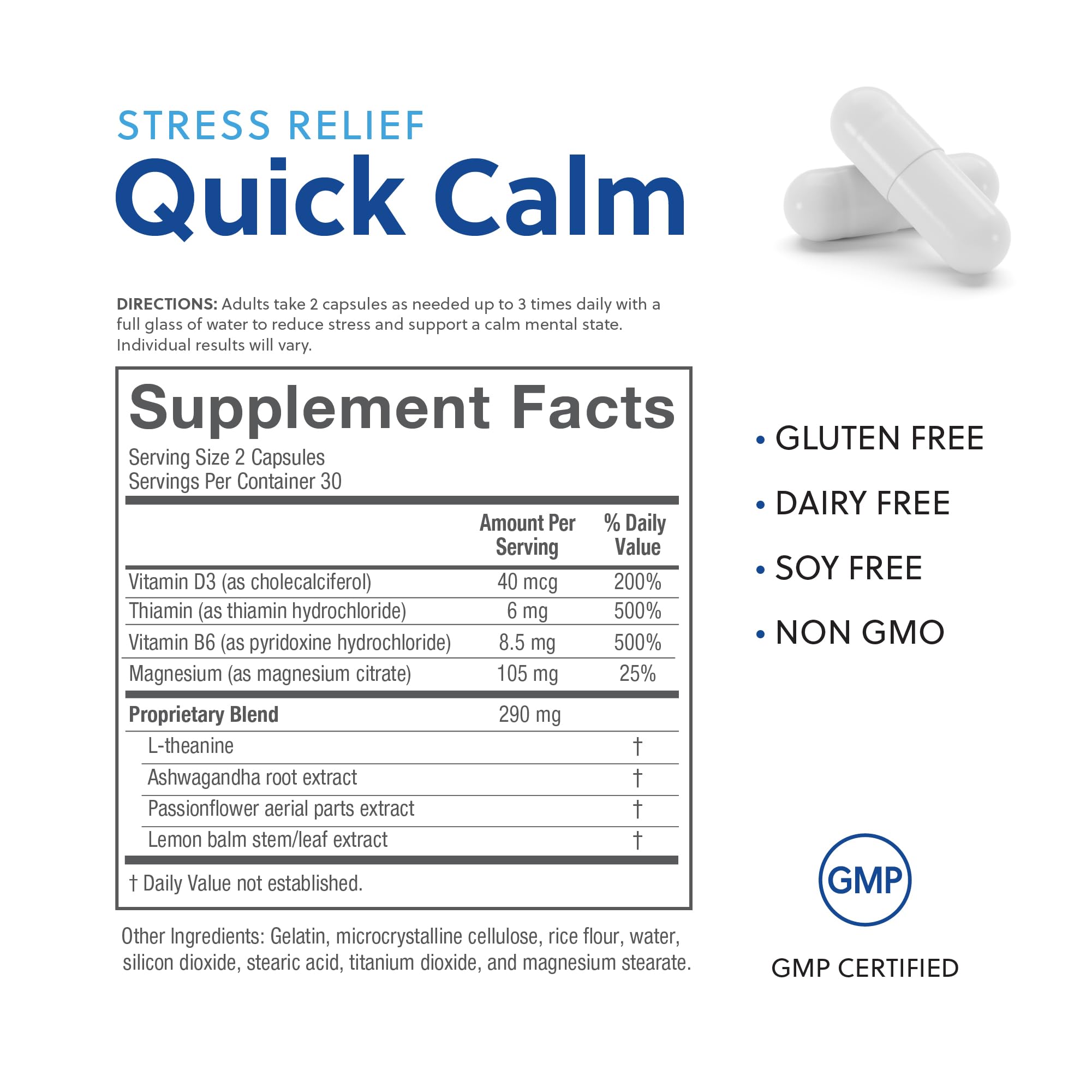 Relacore Quick Calm Mood Support Supplement with Ashwagandha, L-Theanine, Rapid Stress Relief and Relaxation – Cortisol Supplement - 60 ct - TrustMedUSA