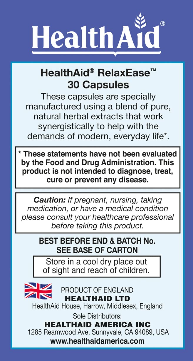 RelaxEase, Herbal Blend to Support Harmony and Tranquility, Once Daily, 30 ct, Helps Promote Health and Relaxation - TrustMedUSA