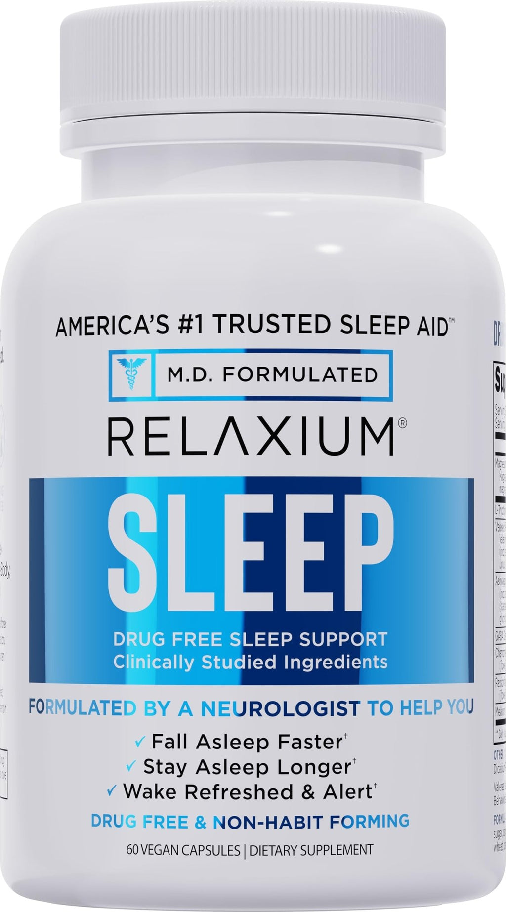 Relaxium Sleep Aid for Adults, Melatonin 5mg with Magnesium Glycinate, Sleep-Promoting Valerest & Ashwagandha, Non-Habit Forming Sleep Supplement, 60 Capsules, 30-Day Supply - TrustMedUSA
