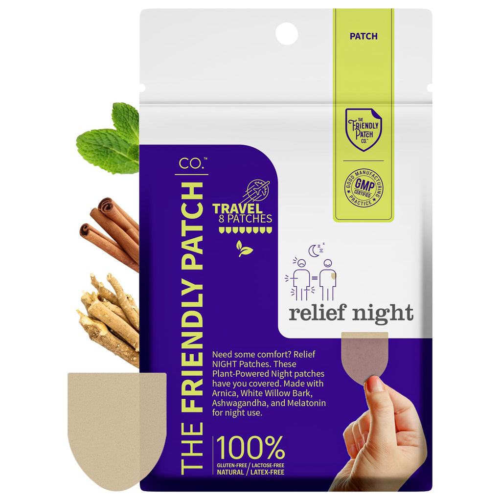 Relief Day & Night Patch Bundle - Arnica, White Willow Bark, Melatonin, Ashwagandha, Saffron & Peppermint for Soreness, Discomfort & Sleep Support for Women and Men - 16 Plant-Powered Patches - TrustMedUSA