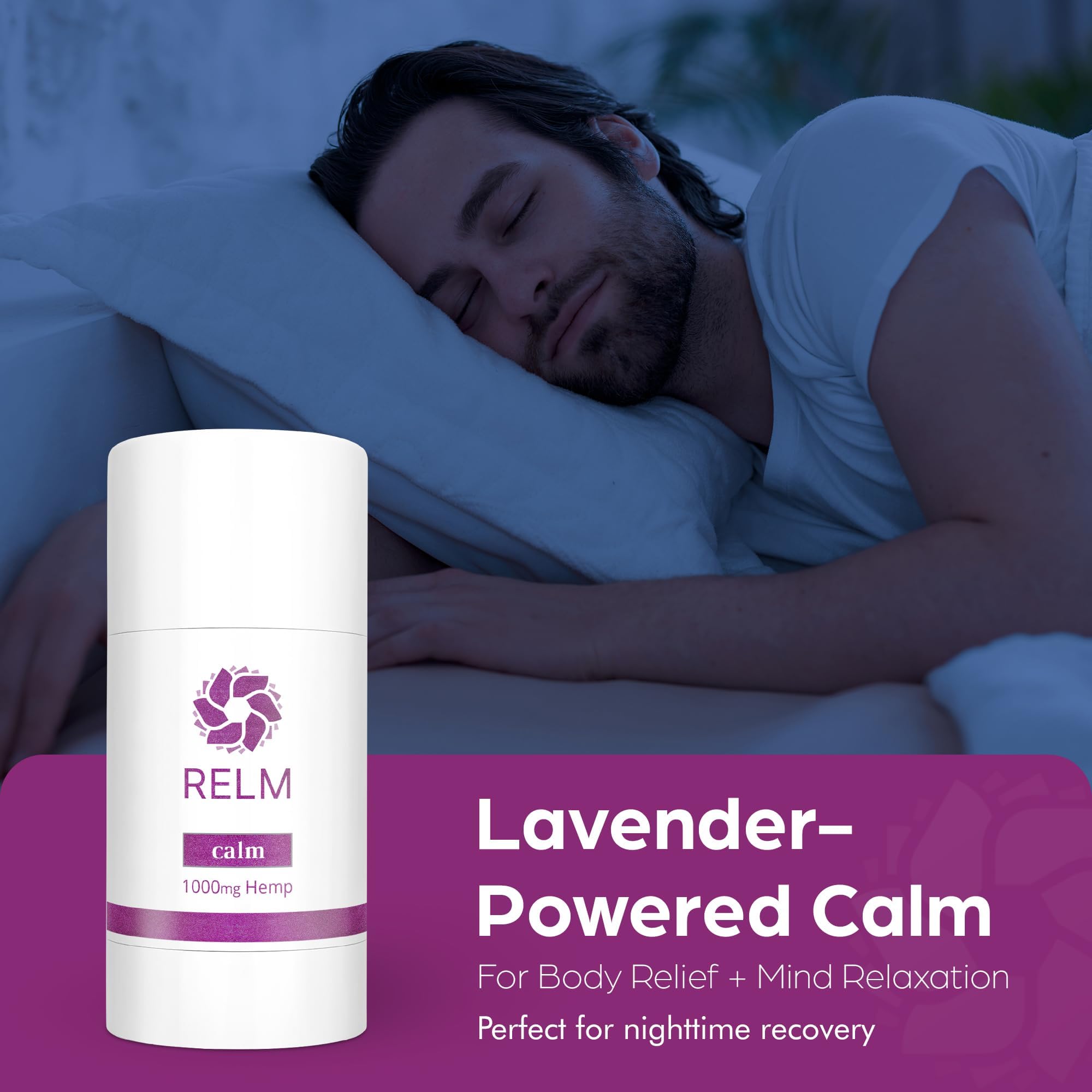 Relm Wellness Hemp Cream Relief - Maximum Strength Oil Roll On - Lavender Essential Oil - 1000mg Hemp - Nighttime Calming Creme | Great for sore Knee, Back, Joints and Muscles | Solid Lotion Balm - TrustMedUSA