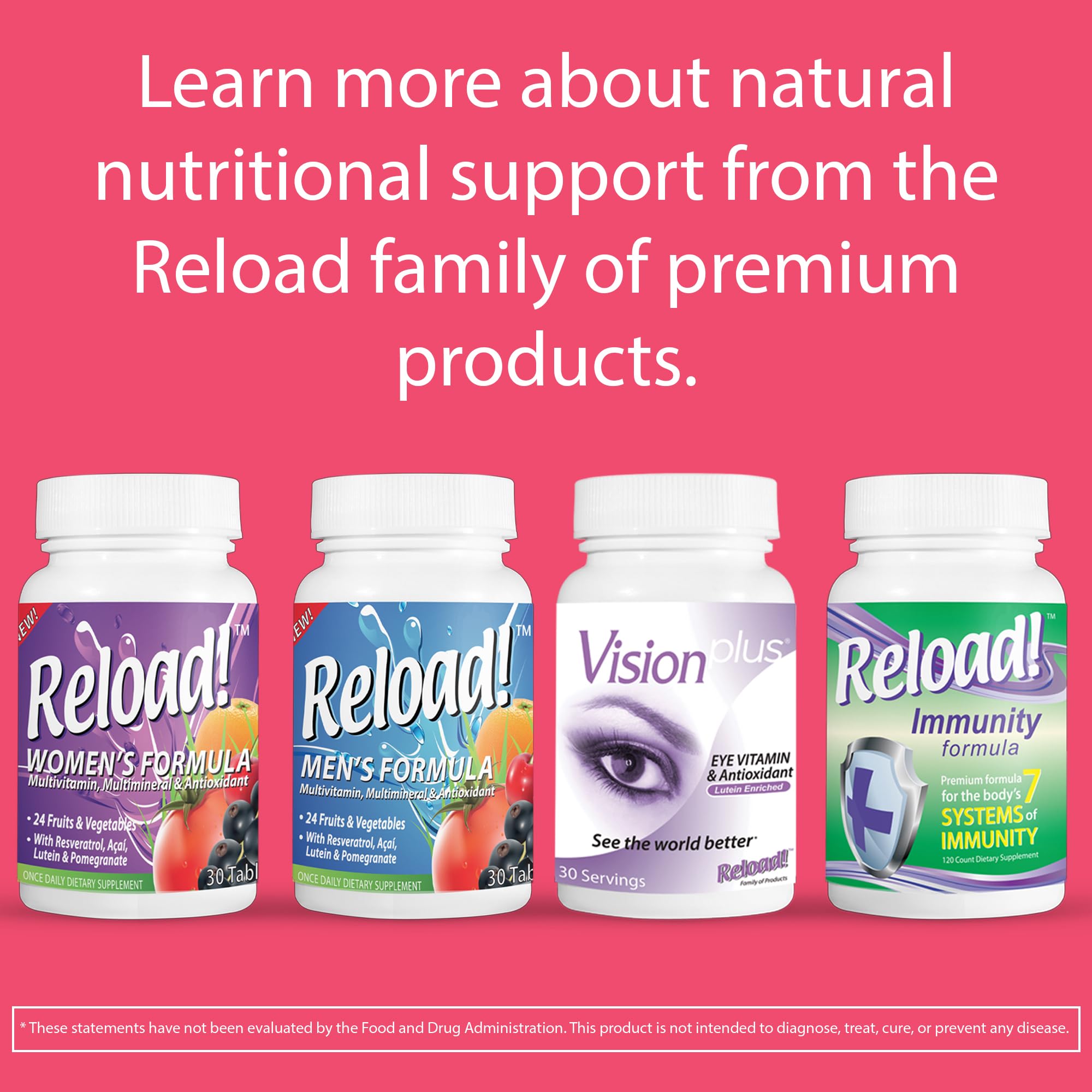 Reload! Women’s 50+ Multivitamin, Multimineral & Antioxidant – with Resveratrol, Acai, Lutein, Cranberry, Pomegranate & 25 Fruits & Vegetables – Once Daily Tablets – 30 Count - TrustMedUSA