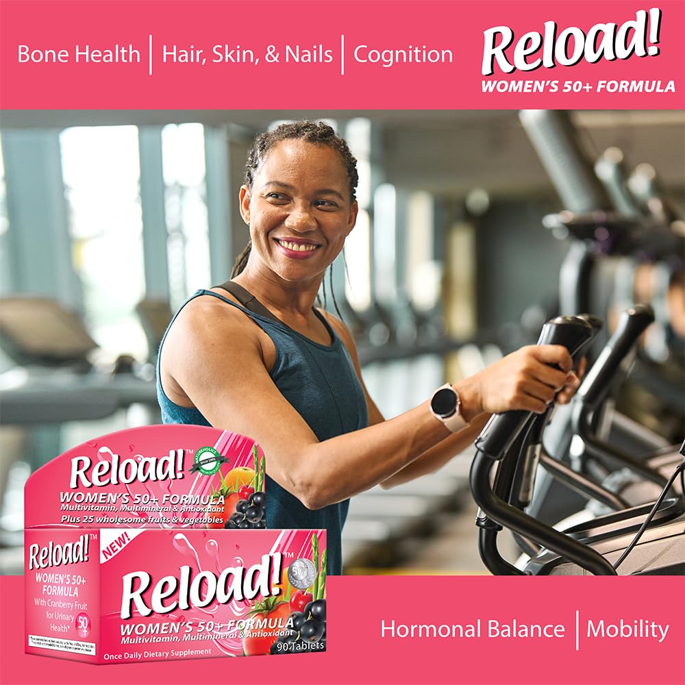 Reload! Women’s 50+ Multivitamin, Multimineral & Antioxidant – with Resveratrol, Acai, Lutein, Cranberry, Pomegranate & 25 Fruits & Vegetables – Once Daily Tablets – 30 Count - TrustMedUSA