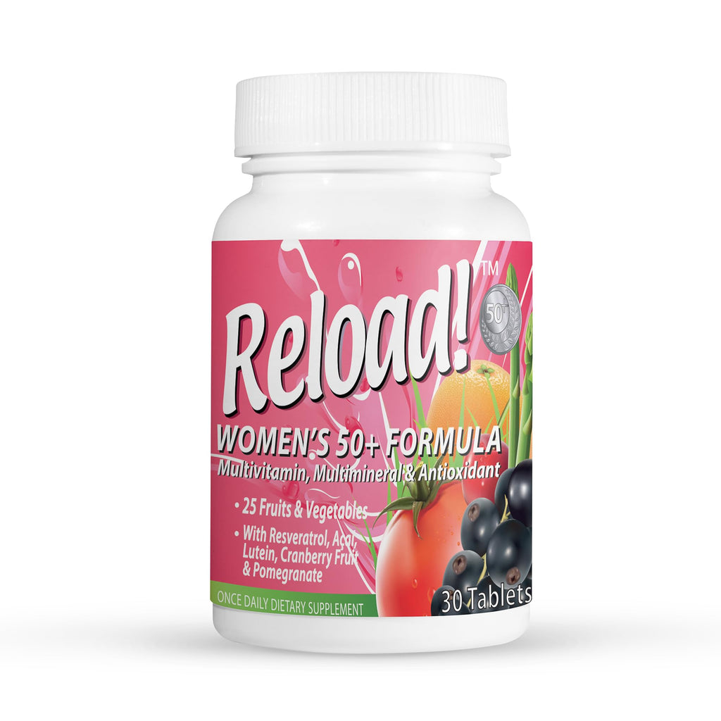 Reload! Women’s 50+ Multivitamin, Multimineral & Antioxidant – with Resveratrol, Acai, Lutein, Cranberry, Pomegranate & 25 Fruits & Vegetables – Once Daily Tablets – 30 Count - TrustMedUSA