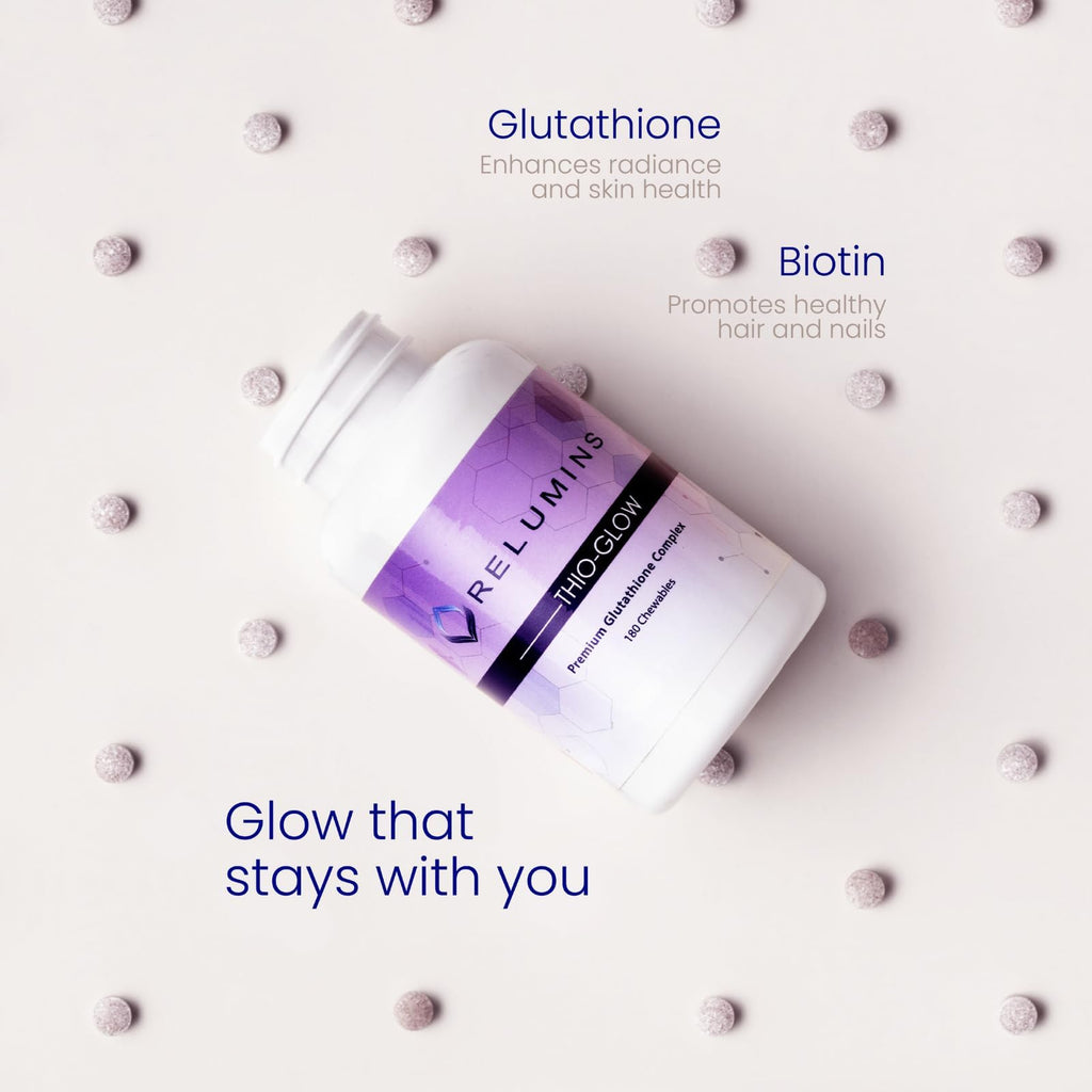 Relumins Thio-Glow Chewable Sublingual Glutathione Complex with Biotin, VIT C & E, Plus Grapeseed Polyphenols – 330mg Gluta Per Serving – 4X Effective, Ultimate Wellness Gift for Moms x 3 Bots - TrustMedUSA