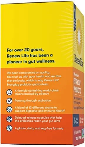 Renew Life Everyday Probiotic Capsules, Daily Supplement Supports Urinary, Digestive - TrustMedUSA