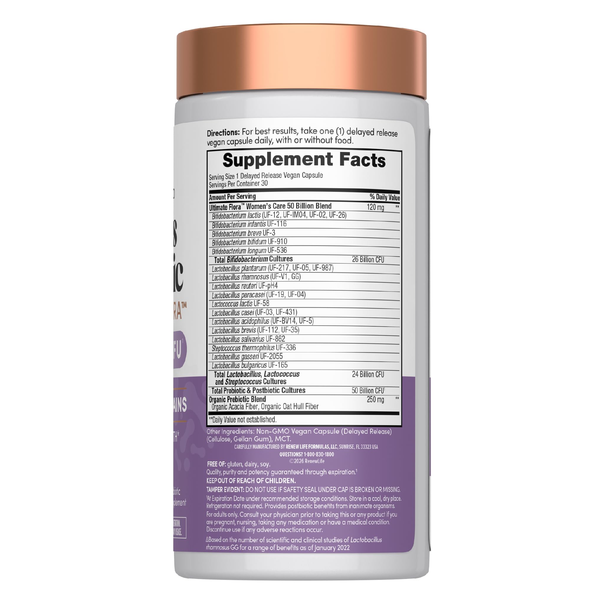 Renew Life Ultimate Flora Probiotics for Women | 50 Billion CFU | 30 Delayed Release Vegan Capsules | Digestive & Vaginal Health | Dairy, Soy and Gluten Free Supplement - Maple Wellness Supplements