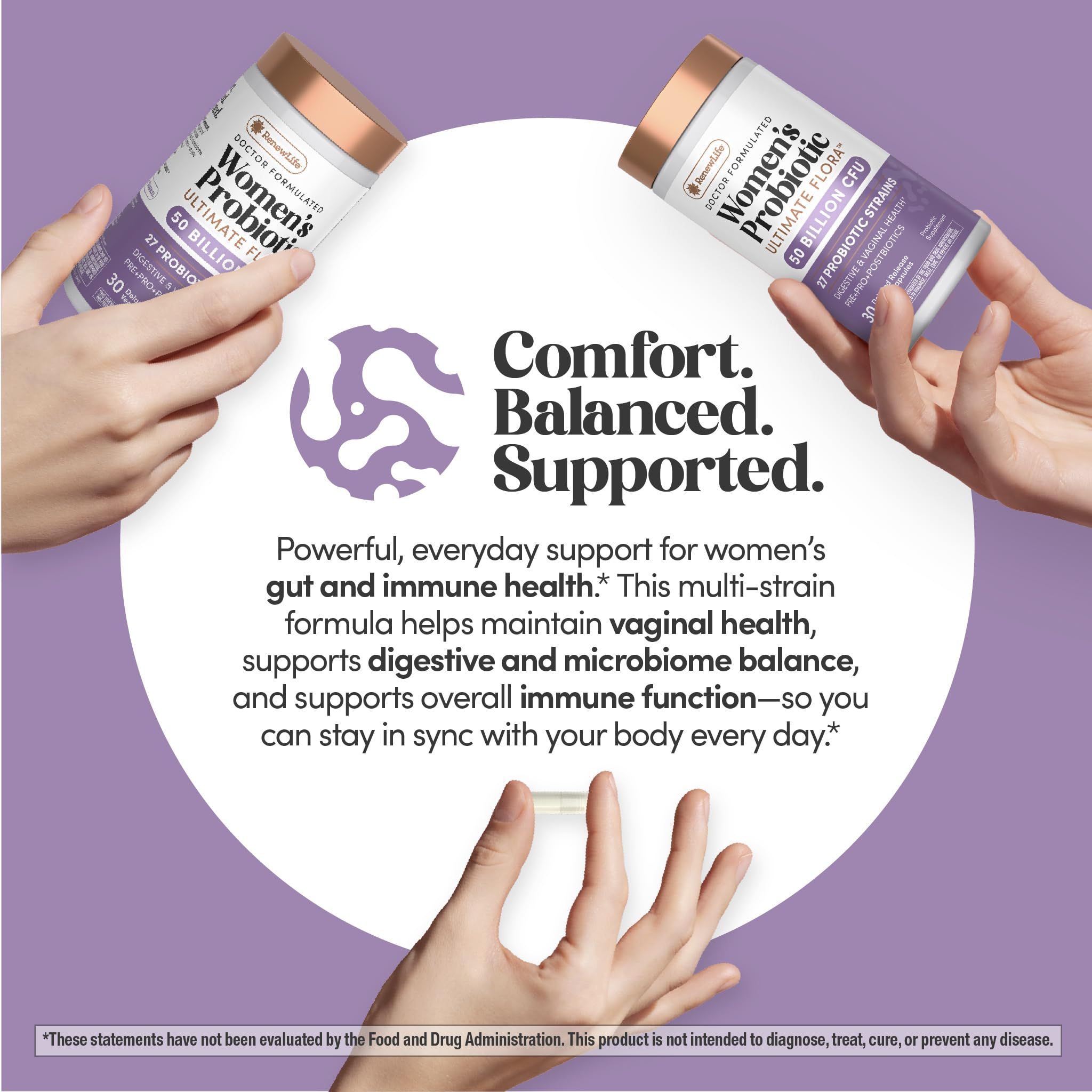 Renew Life Ultimate Flora Probiotics for Women | 50 Billion CFU | 30 Delayed Release Vegan Capsules | Digestive & Vaginal Health | Dairy, Soy and Gluten Free Supplement - Maple Wellness Supplements
