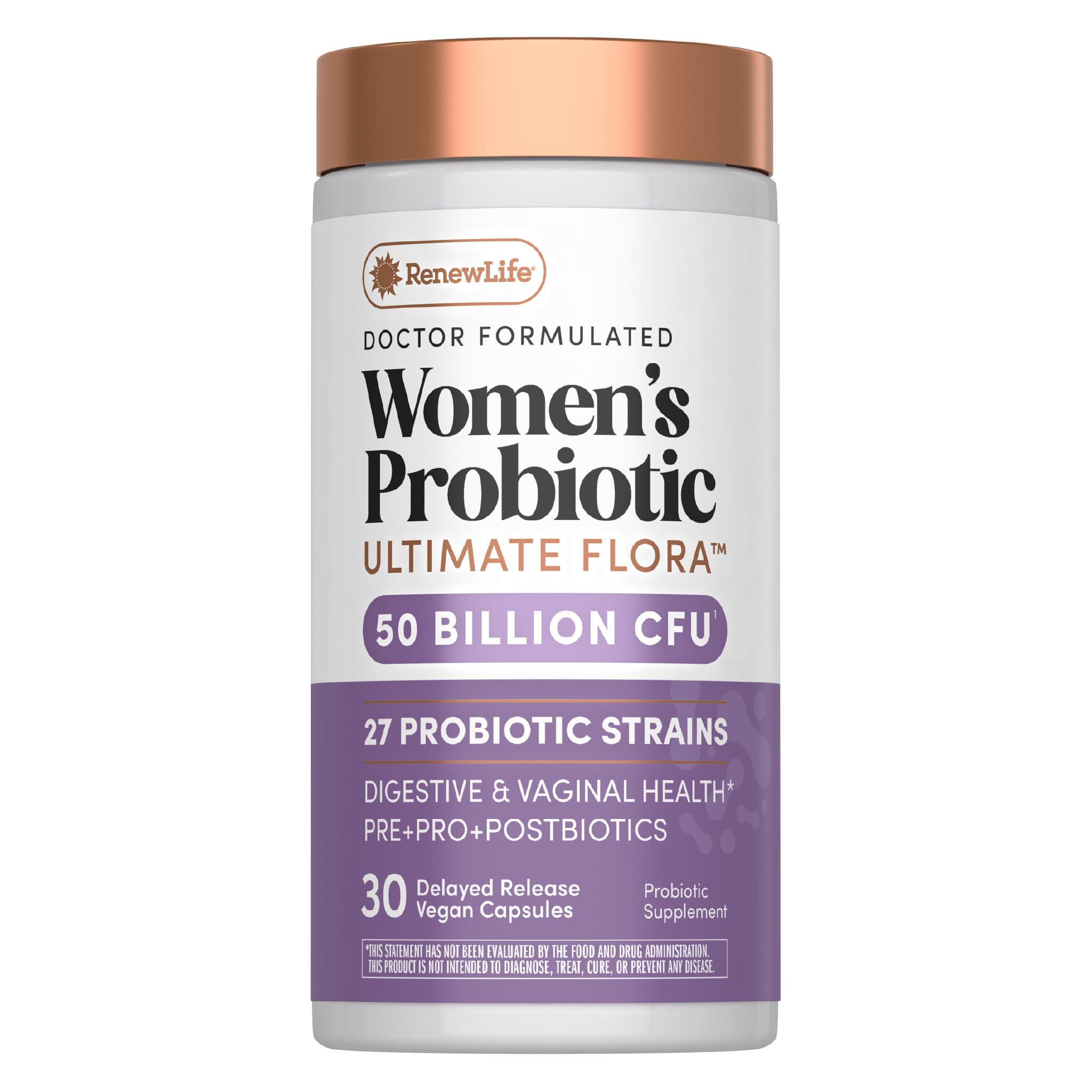 Renew Life Ultimate Flora Probiotics for Women | 50 Billion CFU | 30 Delayed Release Vegan Capsules | Digestive & Vaginal Health | Dairy, Soy and Gluten Free Supplement - Maple Wellness Supplements