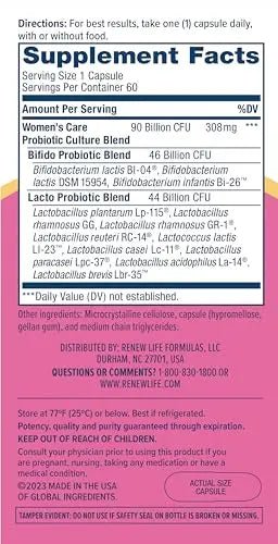 Renew Life Women's Probiotic Capsules, Supports pH Balance for Women, Vaginal - TrustMedUSA