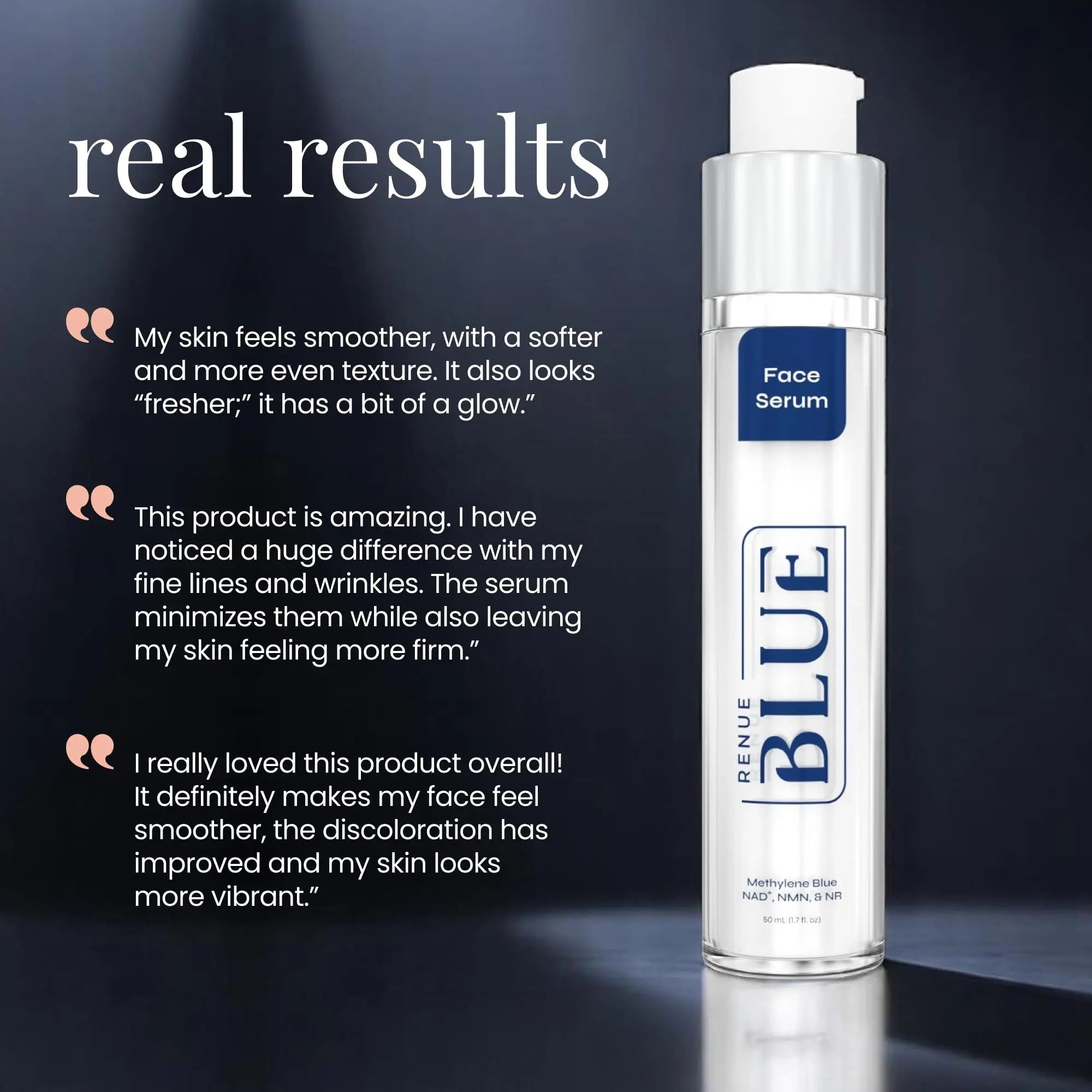 Renue Blue Methylene Blue Face Serum - Liposomal NAD+ Complex and Nutrients for Skin Rejuvenation, Deep Hydration, and Anti-Aging Support - TrustMedUSA