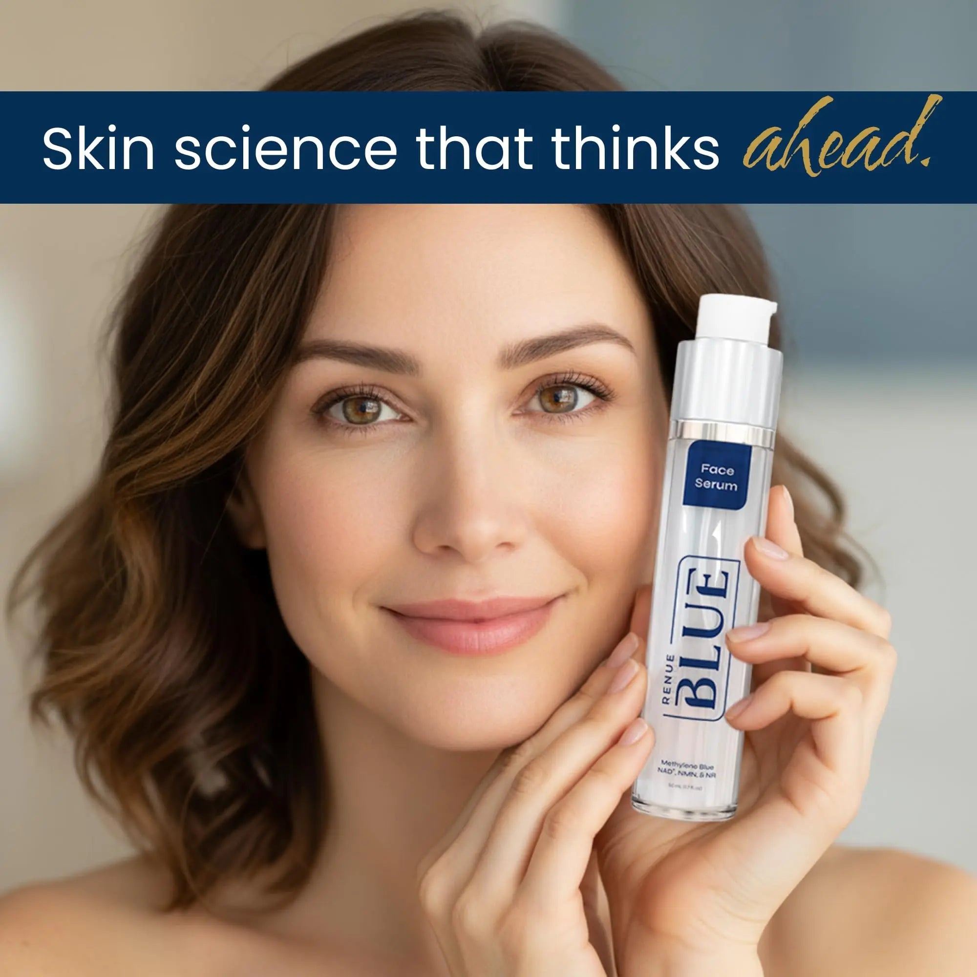 Renue Blue Methylene Blue Face Serum - Liposomal NAD+ Complex and Nutrients for Skin Rejuvenation, Deep Hydration, and Anti-Aging Support - TrustMedUSA
