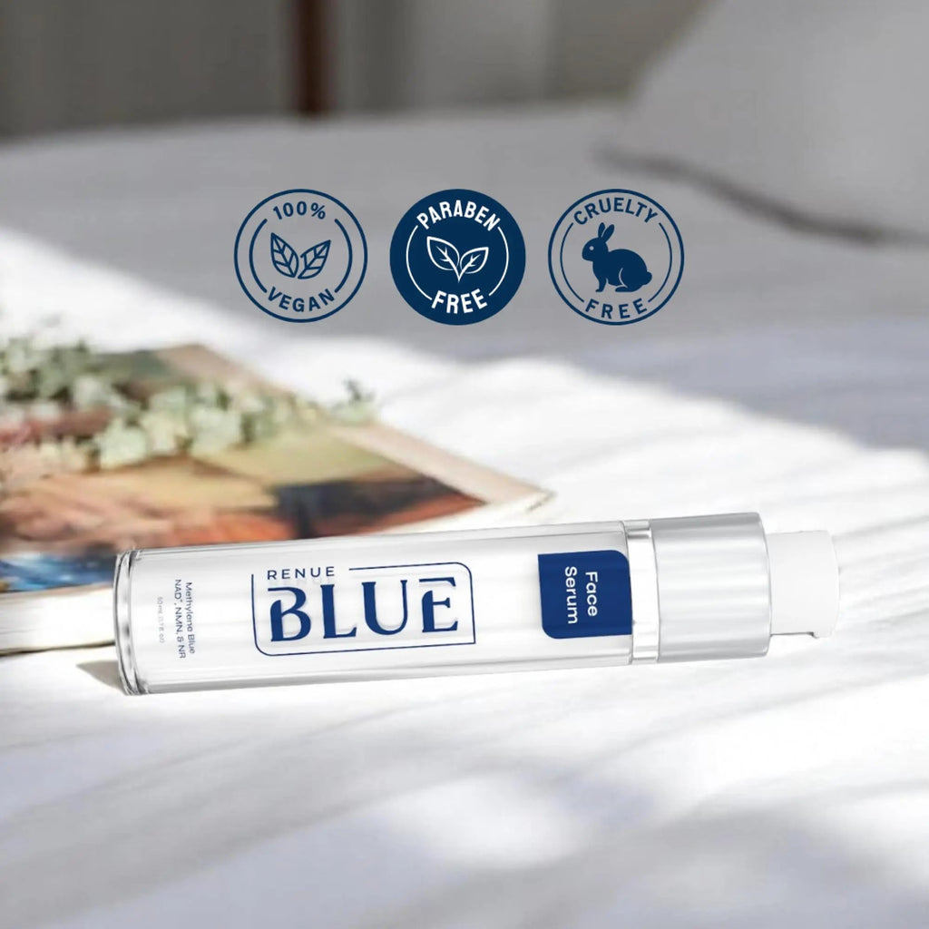 Renue Blue Methylene Blue Face Serum - Liposomal NAD+ Complex and Nutrients for Skin Rejuvenation, Deep Hydration, and Anti-Aging Support - TrustMedUSA