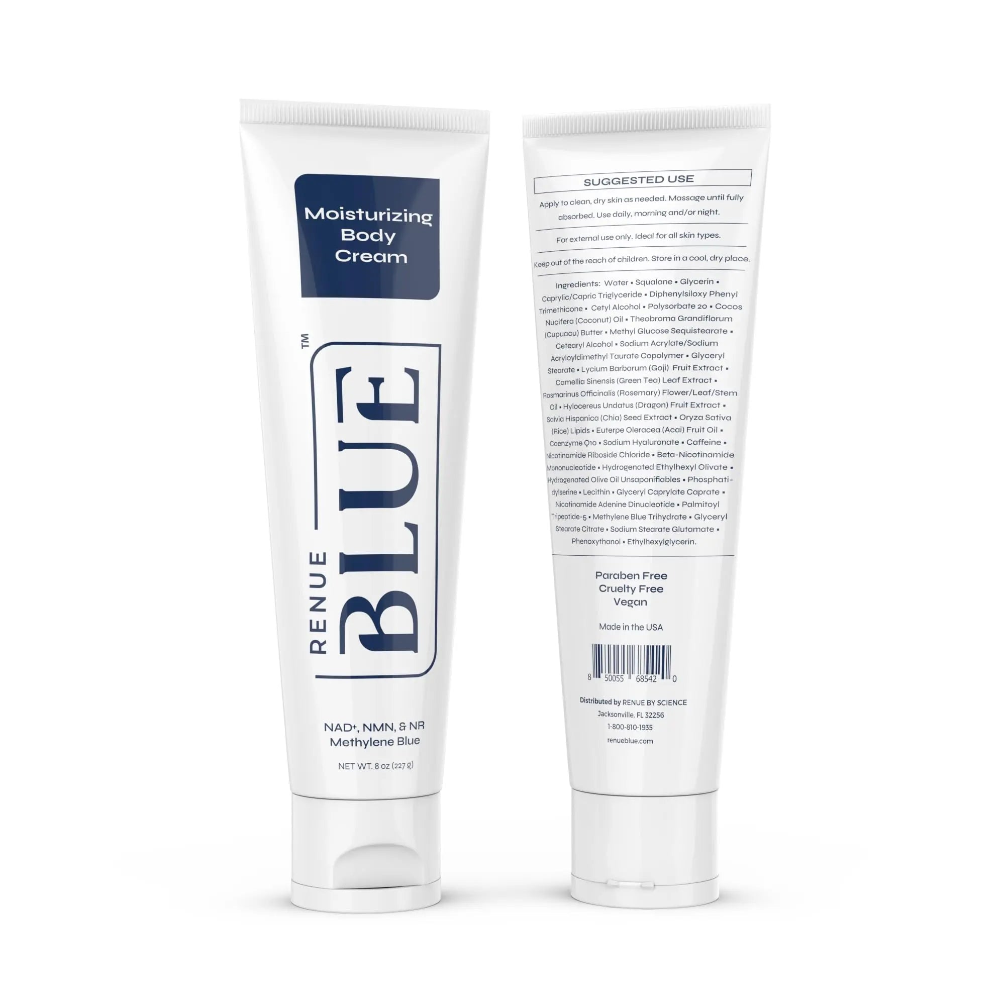 Renue Blue Methylene Blue Moisturizing Body Cream – Liposomal NAD+ Complex with Antioxidants, Peptides, and Botanical Extracts for Hydrated, Healthier‑Looking Skin - TrustMedUSA