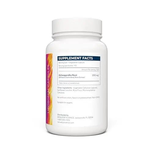 Renue By Science Ashwagandha | High Strength Liposomal Ashwagandha Supplements | 90 Ashwaganda Capsules - 200mg Ashwagandha per Serving | Non-GMO | Made in The USA Third-Party Tested - TrustMedUSA
