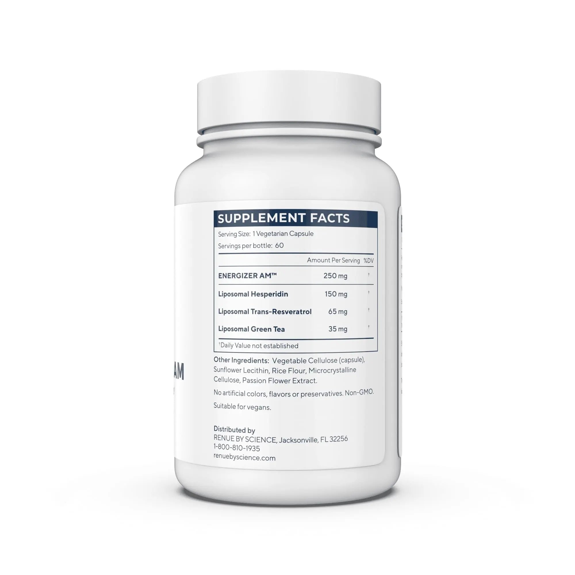 Renue By Science Energizer AM | Liposomal Resveratrol Hesperidin & Green Tea Supplement | 60 Capsules with Trans Resveratrol (65mg) Hesperidin (150mg) Green Tea Extract (35mg) - Non-GMO | Made in USA - TrustMedUSA
