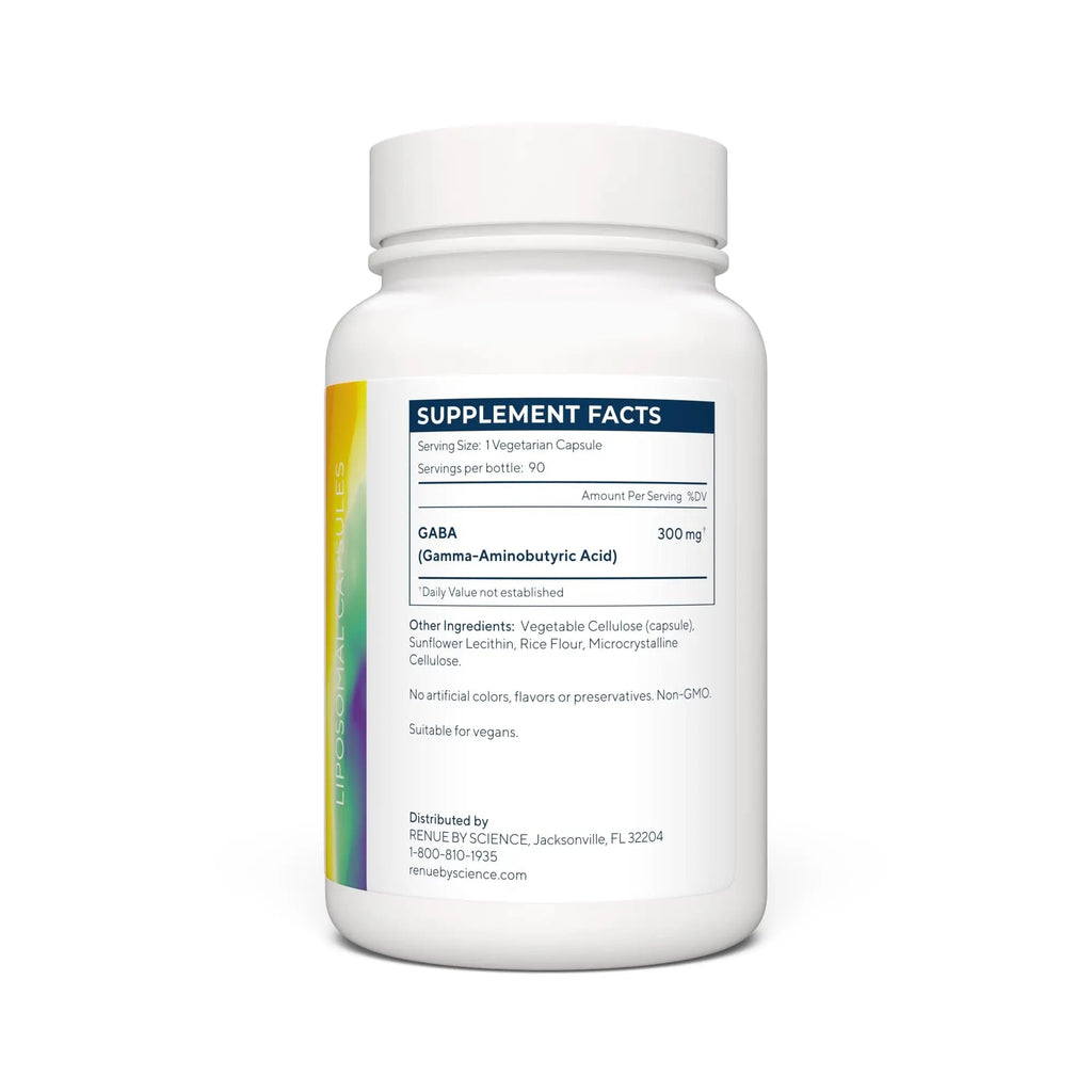 Renue By Science GABA | High Strength Liposomal GABA Supplements | 90 GABA Capsules - 300mg Gamma-Aminobutyric Acid per Serving | Non-GMO | Made in The USA Third-Party Tested - TrustMedUSA