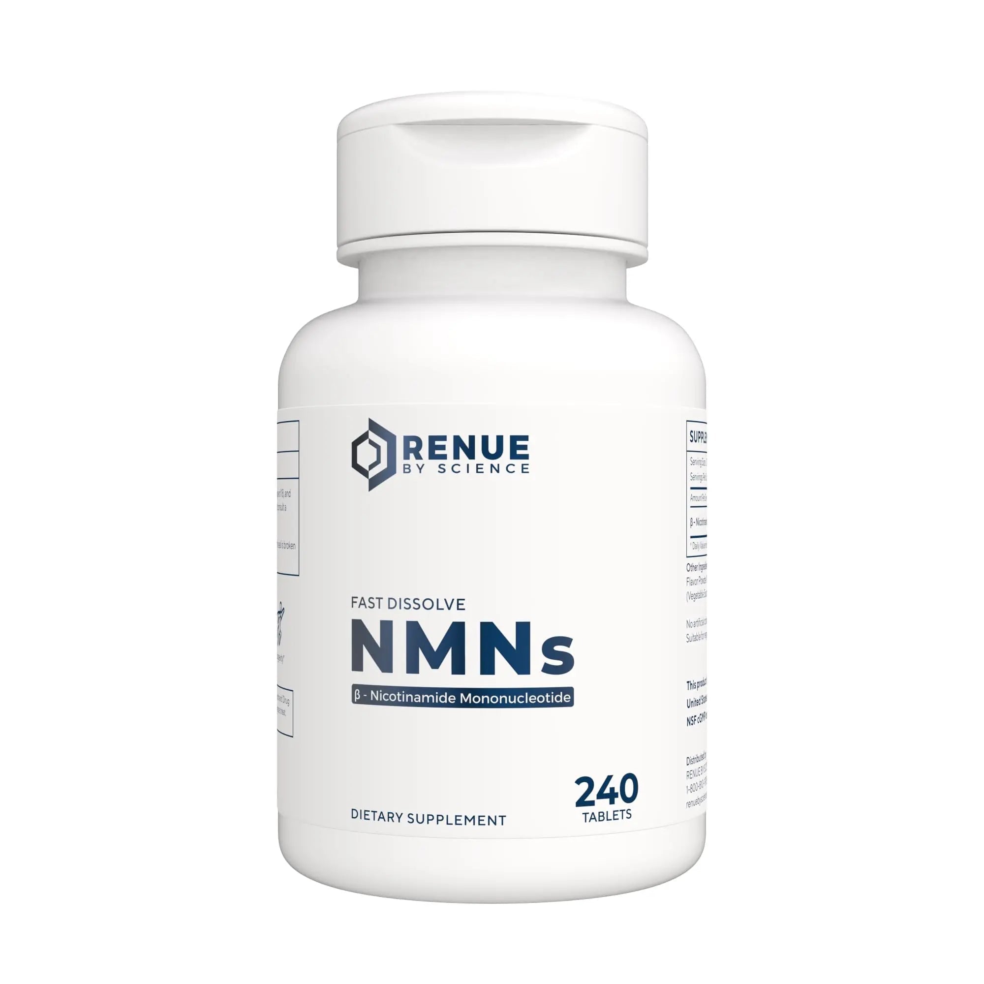 Renue By Science NMN Supplement | 240 Chewable Vegetarian Tablets - 125mg Nicotinamide Mononucleotide per Serving | Lemon Flavour - Manufactured in The USA Third-Party Tested - TrustMedUSA