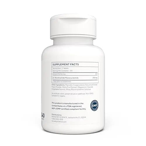 Renue By Science NMN Supplement | 240 Chewable Vegetarian Tablets - 125mg Nicotinamide Mononucleotide per Serving | Lemon Flavour - Manufactured in The USA Third-Party Tested - TrustMedUSA