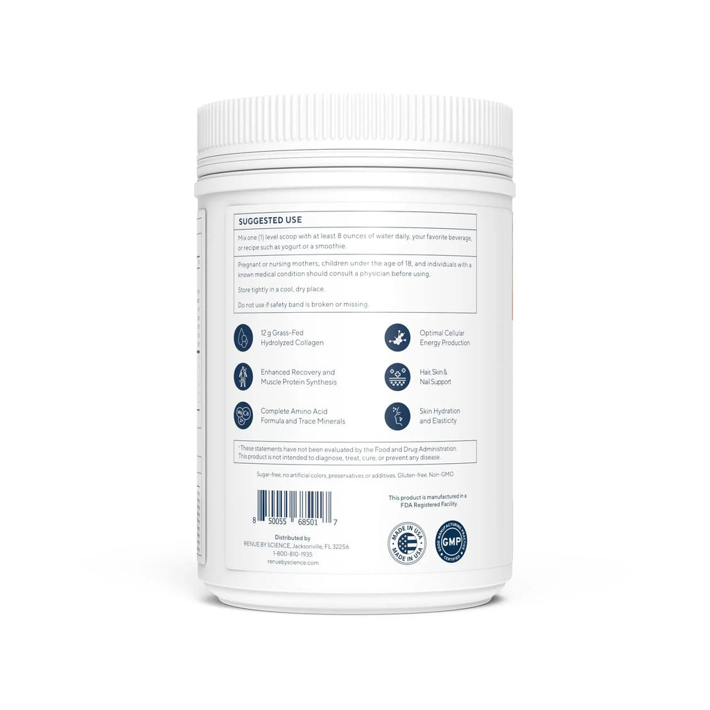 Renue By Science Skin & Body Essentials | Collagen Peptides Electrolytes Creatine & BCAA Powder | Collagen (12g) Creatine Monohydrate (4g) per Serving with Taurine & Glycine | Made in USA - Chocolate - TrustMedUSA