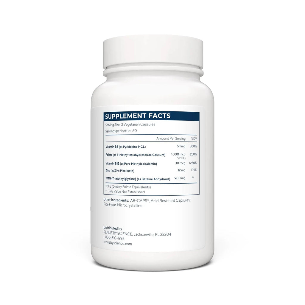 Renue By Science TMG | High Strength TMG Supplements | 120 Trimethylglycine Capsules - 900mg TMG per Serving with Vitamin B12 Vitamin B6 Folate & Zinc | Made in The USA & Third-Party Tested - TrustMedUSA