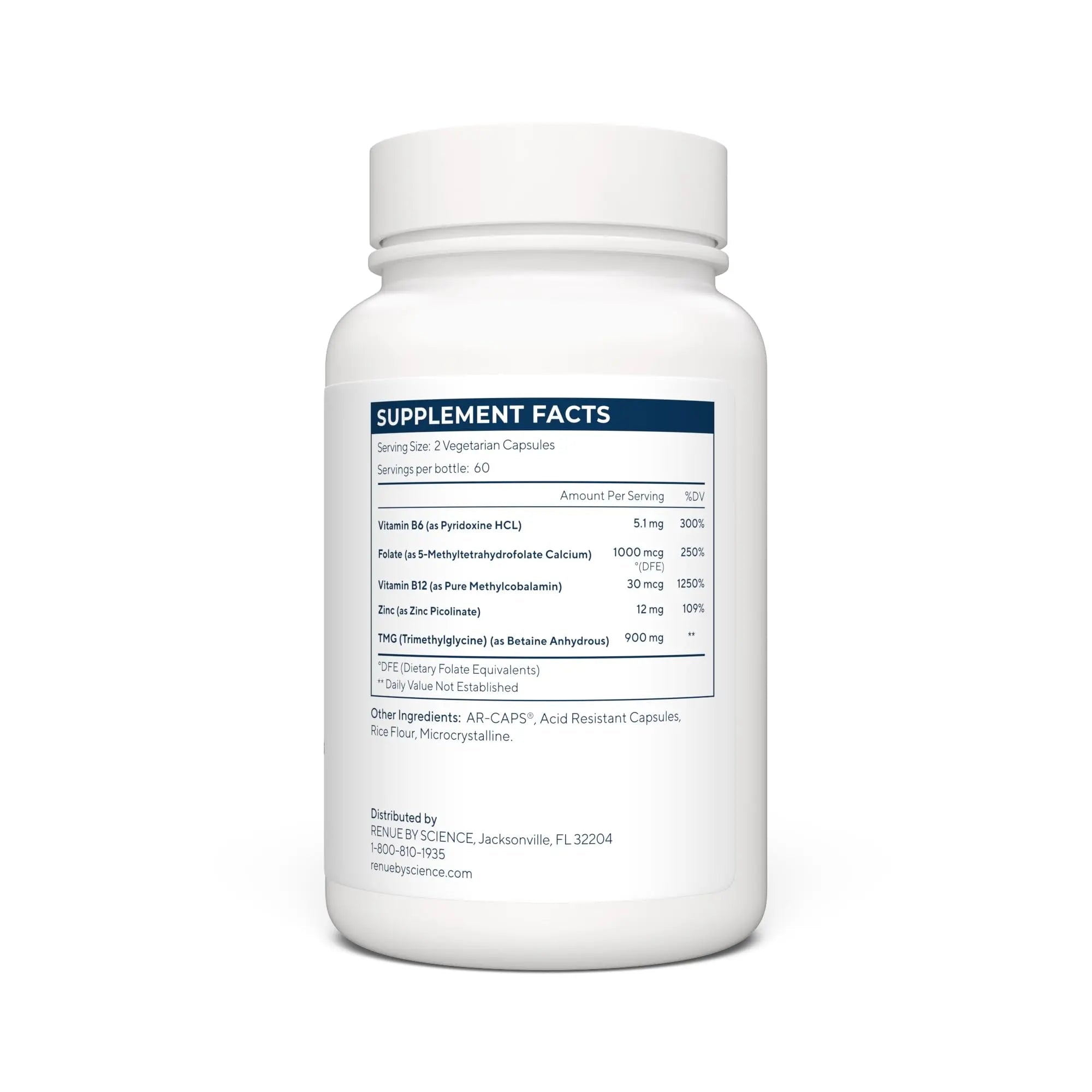 Renue By Science TMG | High Strength TMG Supplements | 120 Trimethylglycine Capsules - 900mg TMG per Serving with Vitamin B12 Vitamin B6 Folate & Zinc | Made in The USA & Third-Party Tested - TrustMedUSA