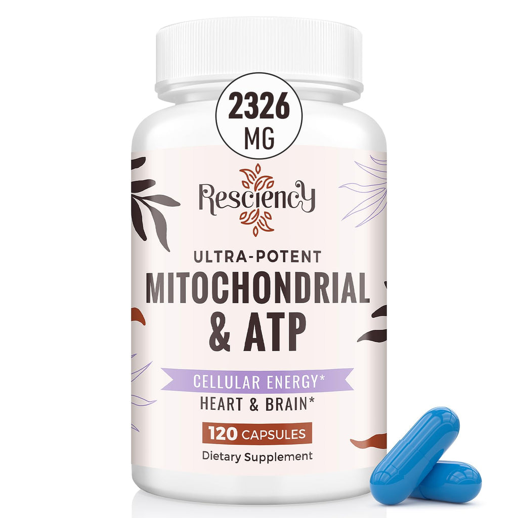 Resciency 2326 MG Mitochondrial Supplements with ATP, Vitamins, CoQ10 & PQQ, More Effective Than Creatine HMB & Nitric Oxide, Energy, Endurance, Strength, Recovery & Muscle, Organic, 120 Capsules - TrustMedUSA