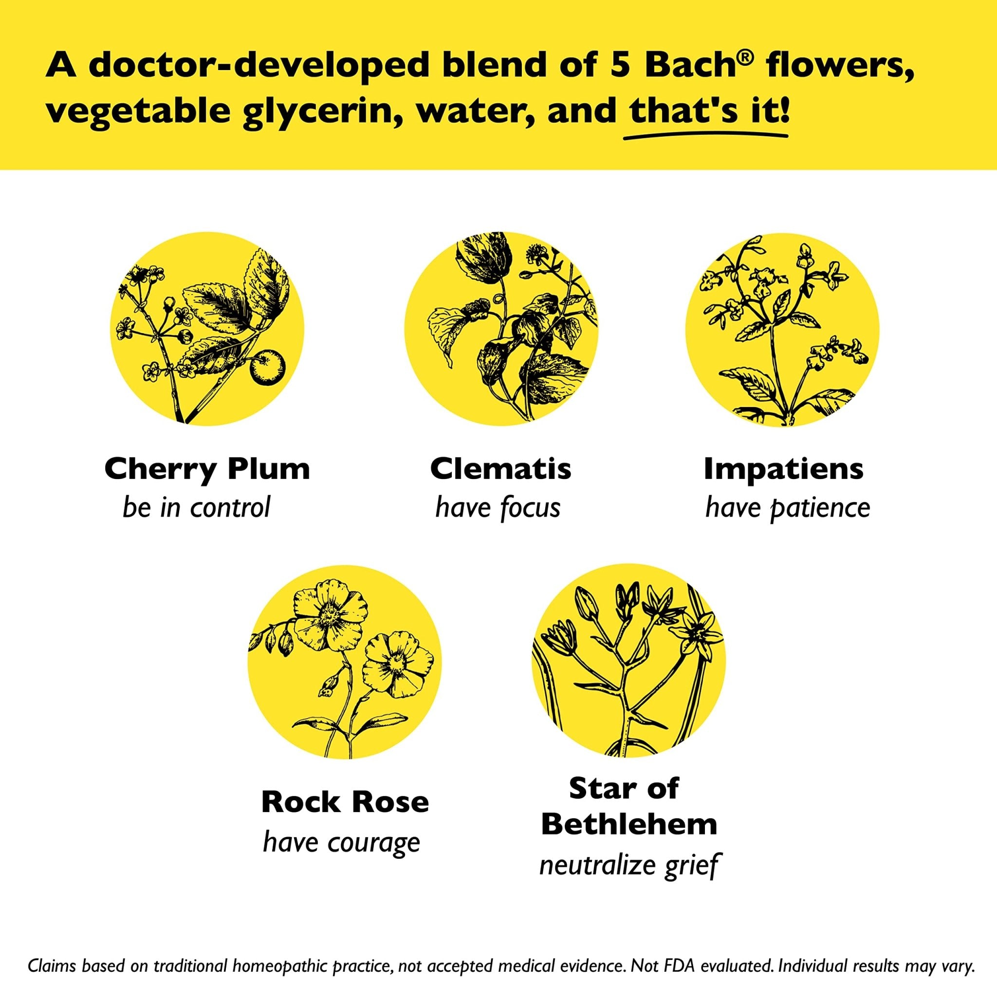 RESCUE Bach Remedy Dropper 20mL, Natural Stress Relief, Homeopathic Flower Essence, Vegan, Gluten & Sugar-Free, Non-Habit Forming (Non-Alcohol Formula) - Maple Wellness Supplements